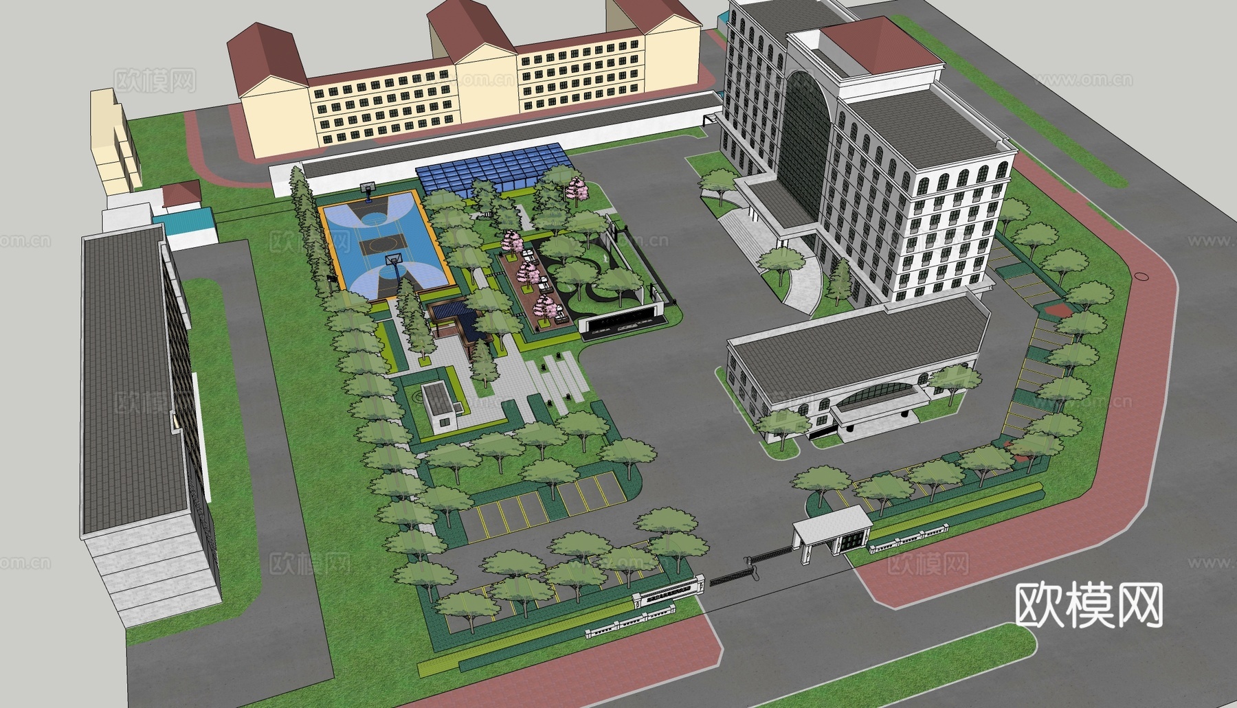 现代办公景观 政府庭院 政府广场 机关景观 政府景观su模型