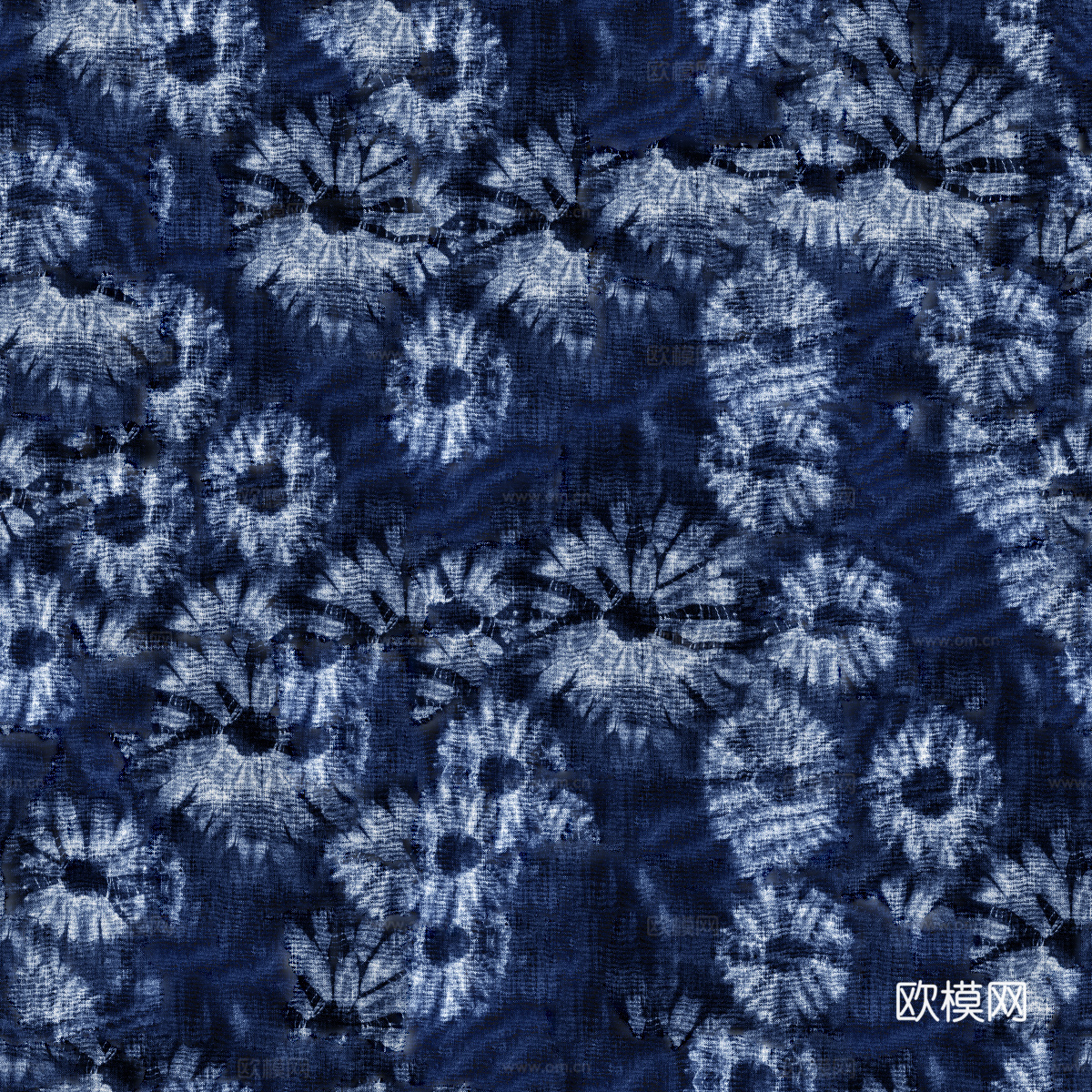 蓝色手工蜡染扎染布纹26