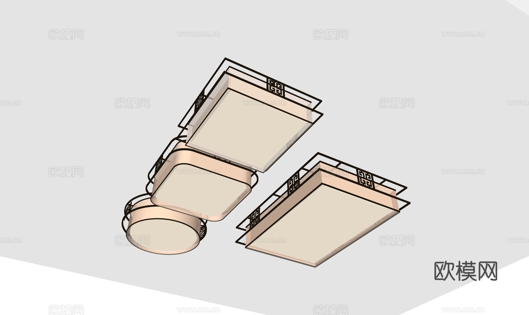 现代新中式吸顶灯su模型