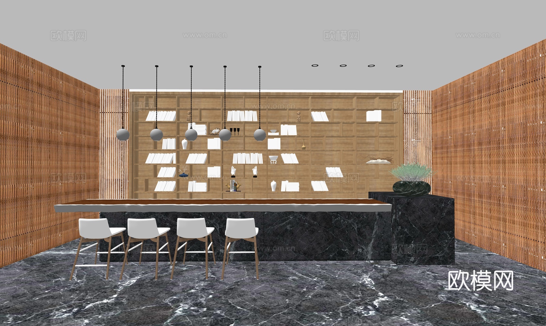 现代水吧区su模型