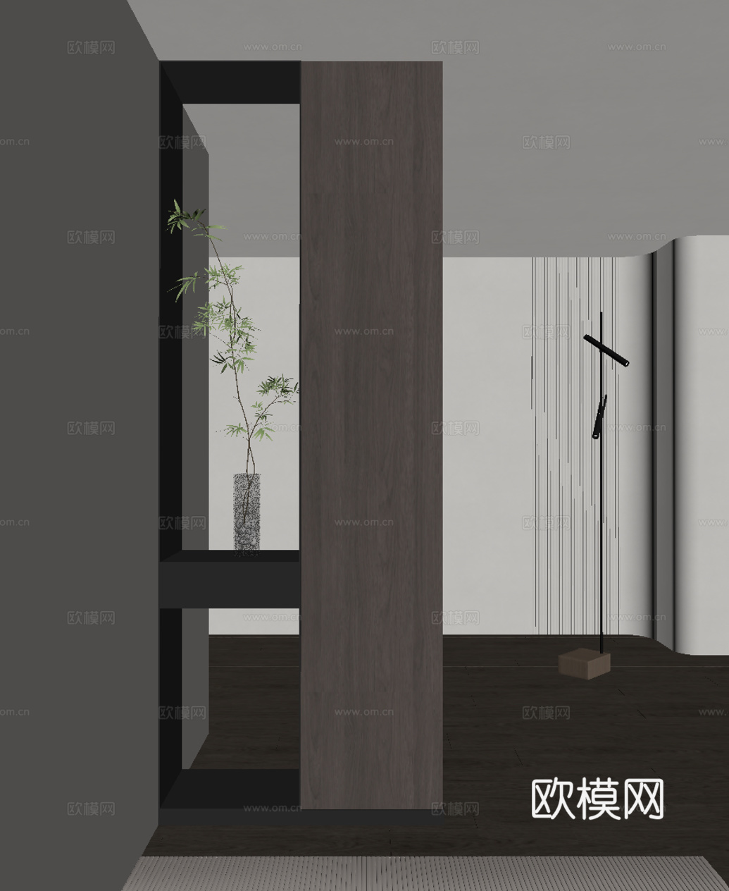意式极简玄关柜su模型