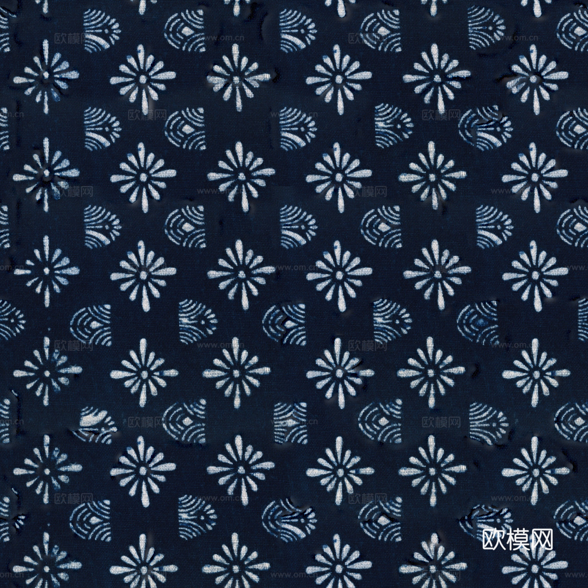 复古蓝印花传统蓝色印染印花布纹20