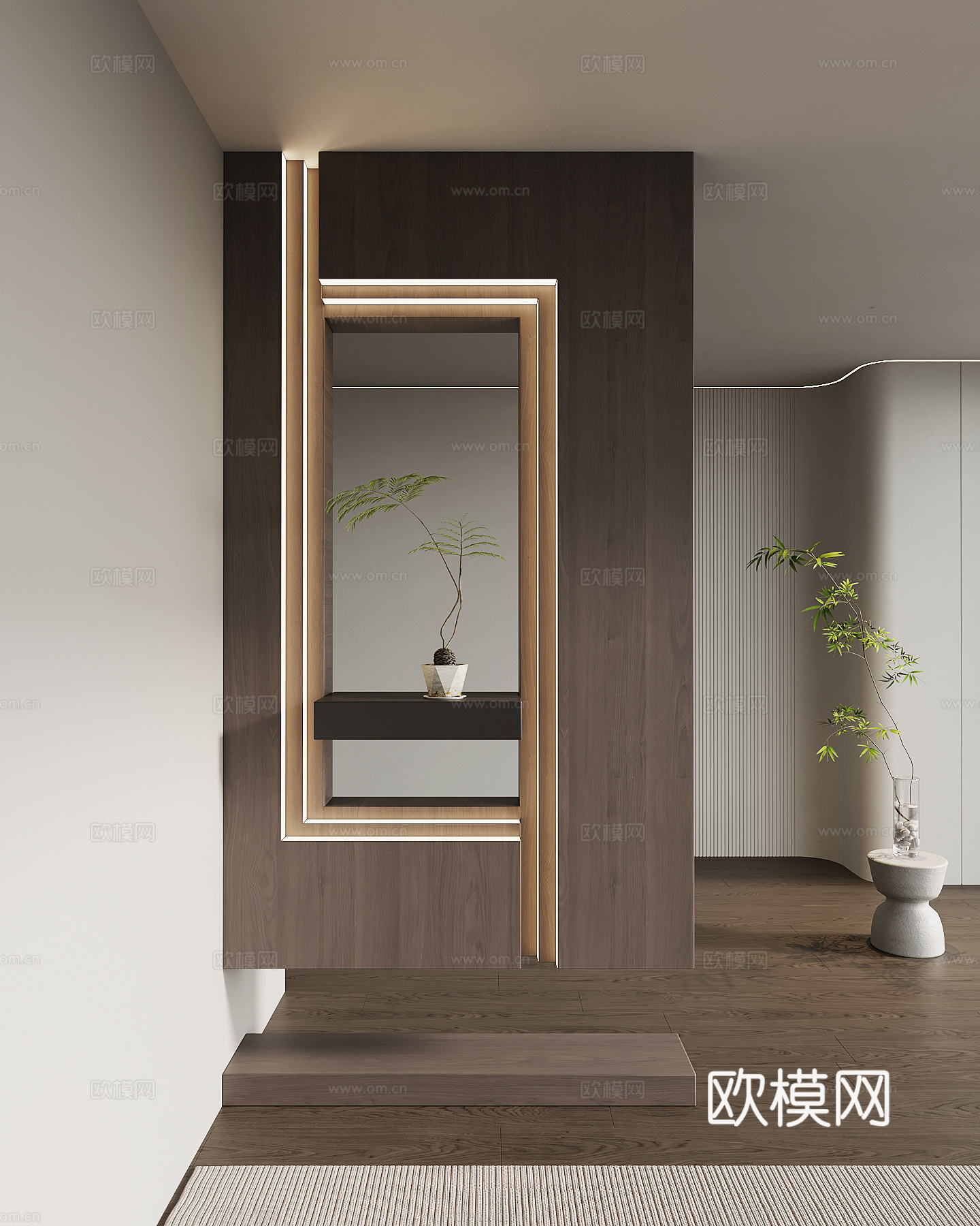 意式极简玄关柜 玄关背景su模型
