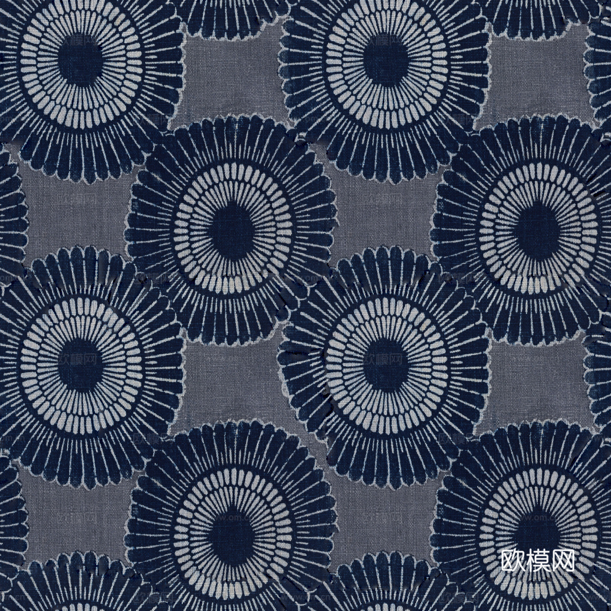 复古蓝印花传统蓝色印染印花布纹12