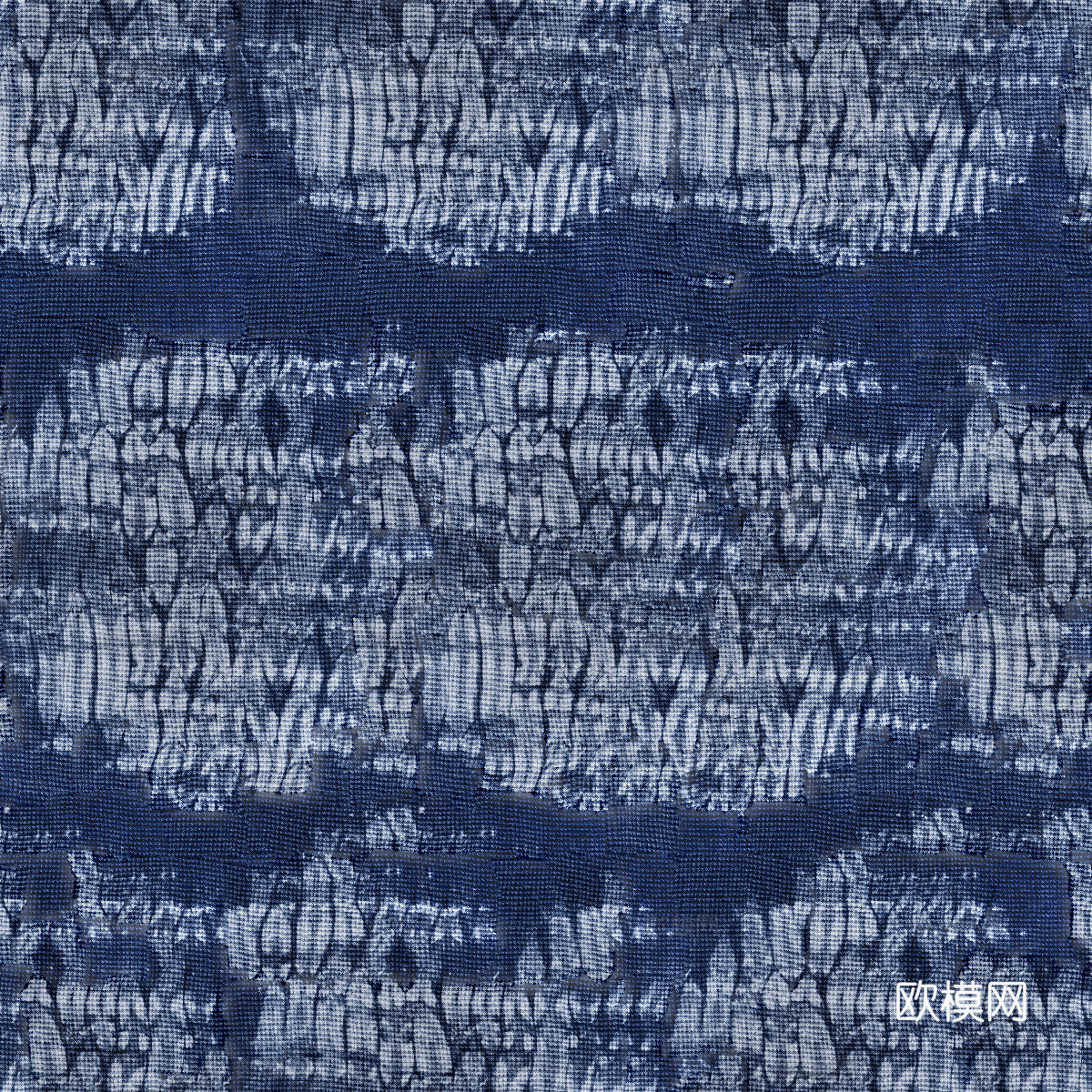 蓝色手工蜡染扎染布纹55
