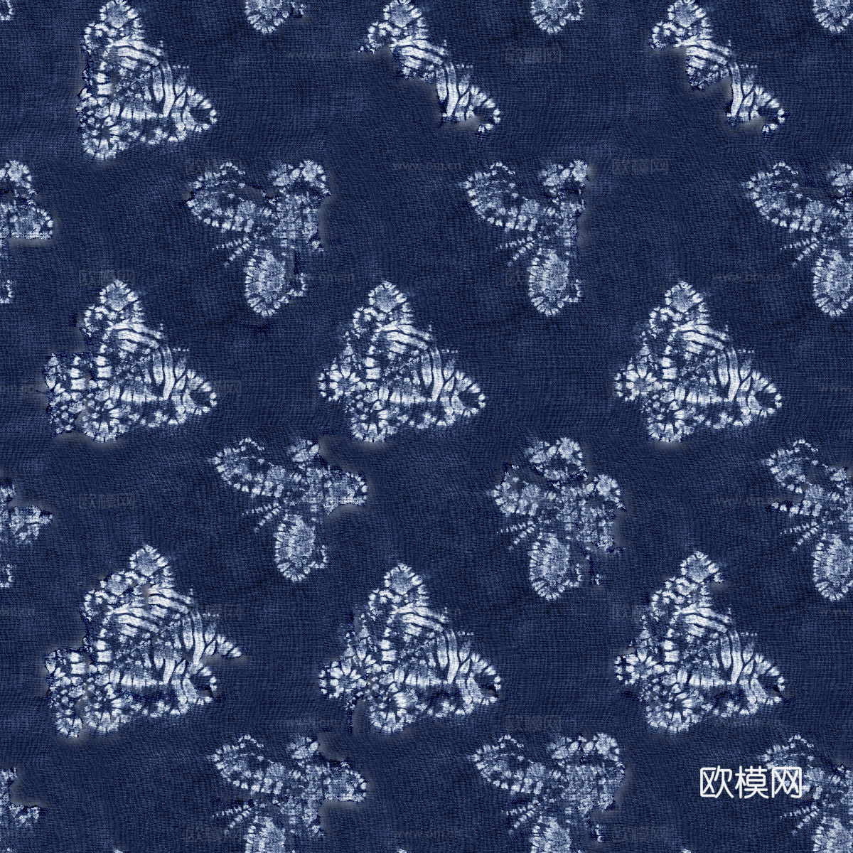 蓝色手工蜡染扎染布纹48