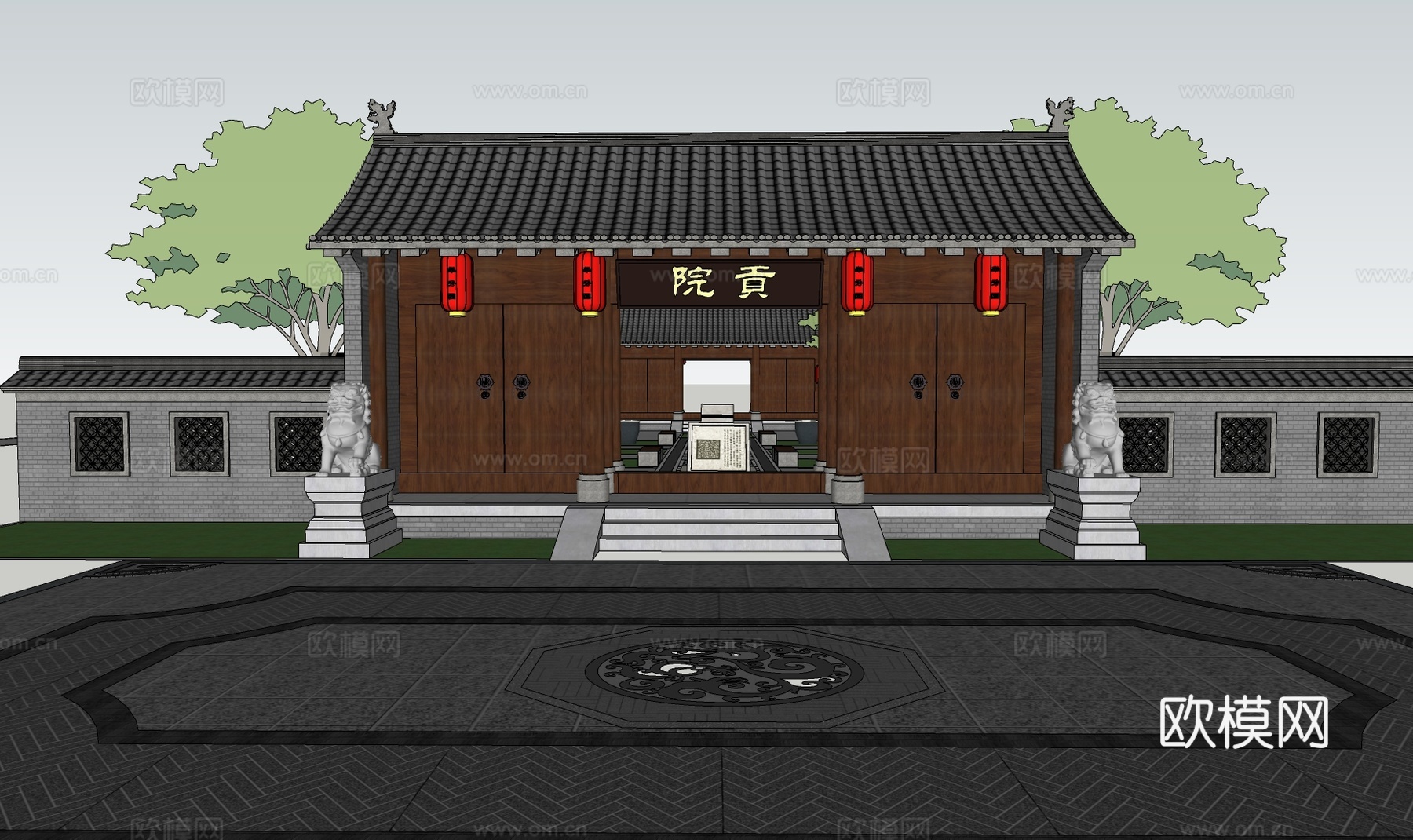 中式景观公园 贡院游园 历史文化馆 展览馆 科举 研学su模型