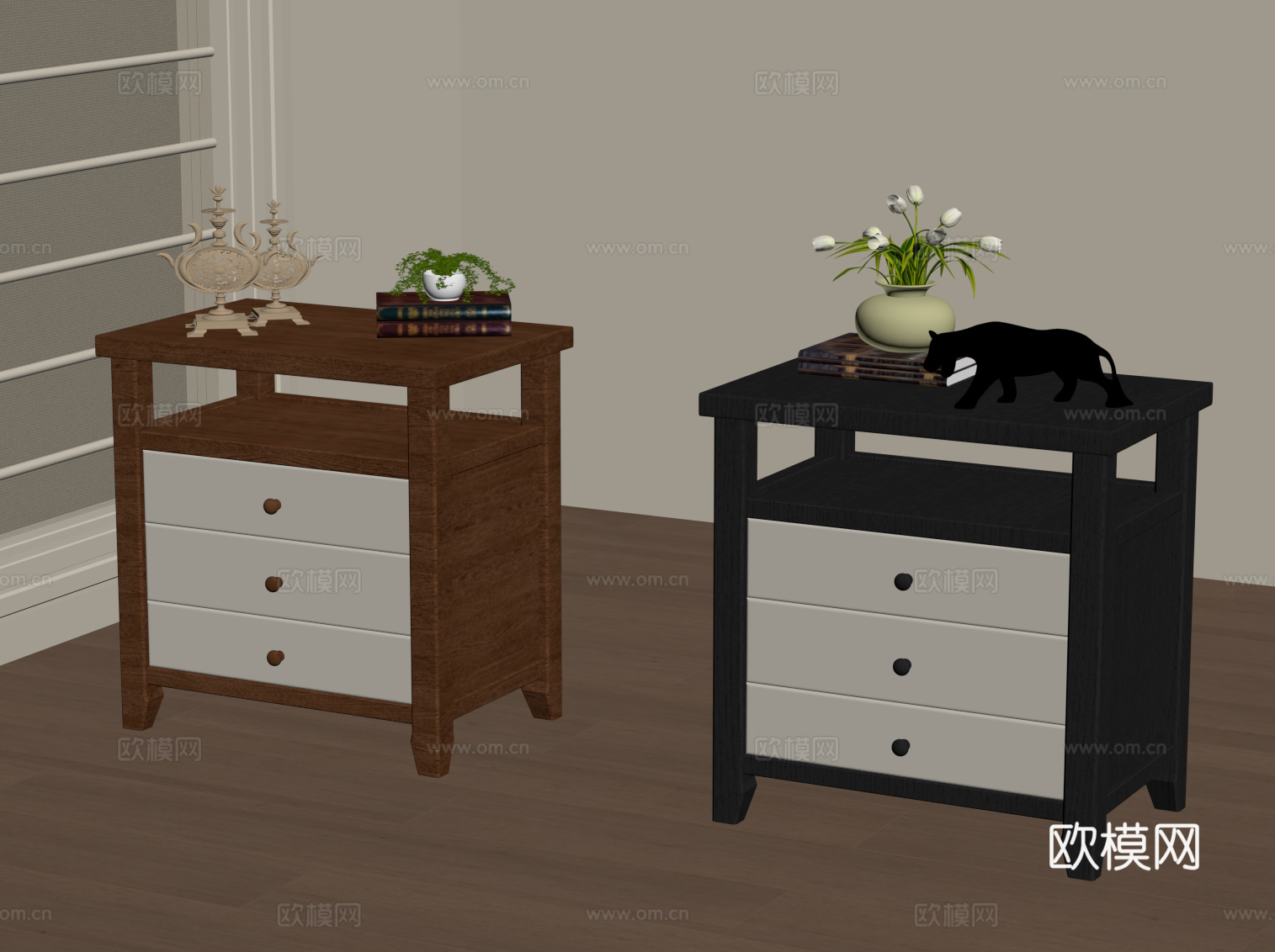 法式中古床头柜 边柜su模型