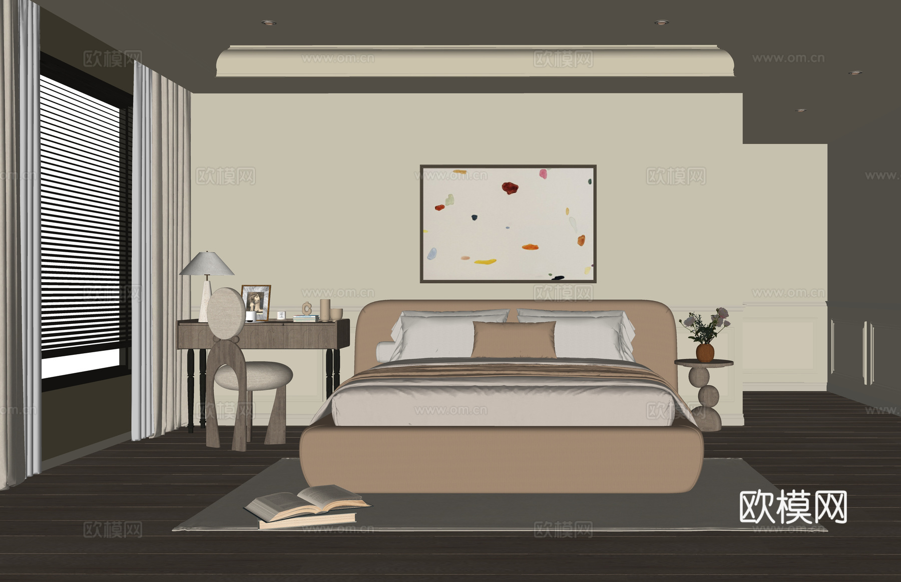 现代卧室 梳妆台 儿童房su模型