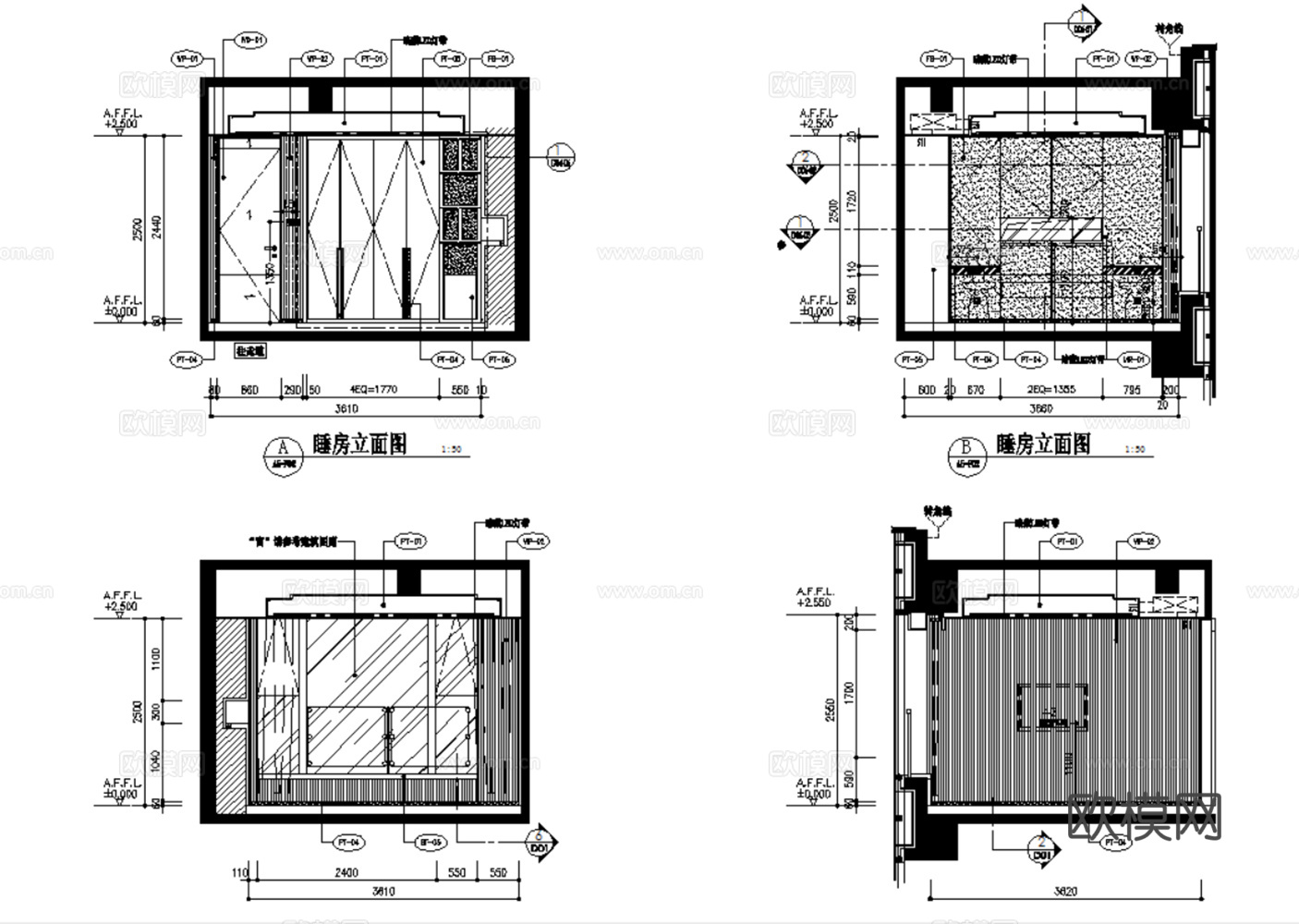 10现代简约轻奢风格别墅样板间大平层复式家装CAD施工图附效cad施工图