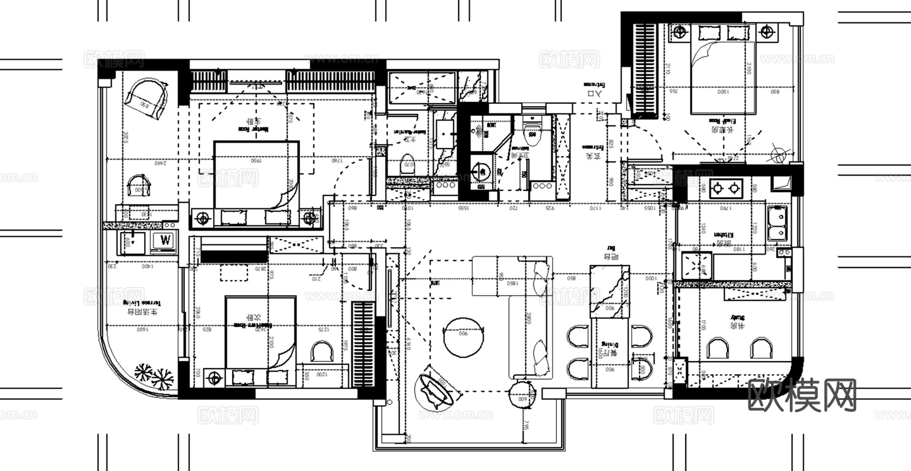 10套现代简约轻奢住宅大平层复式别墅CAD施工图附效果图cad施工图