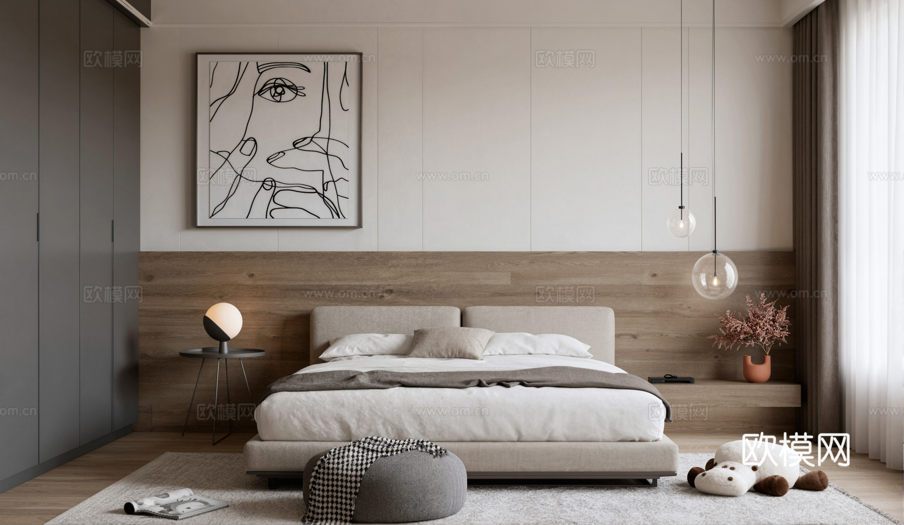 现代卧室su模型