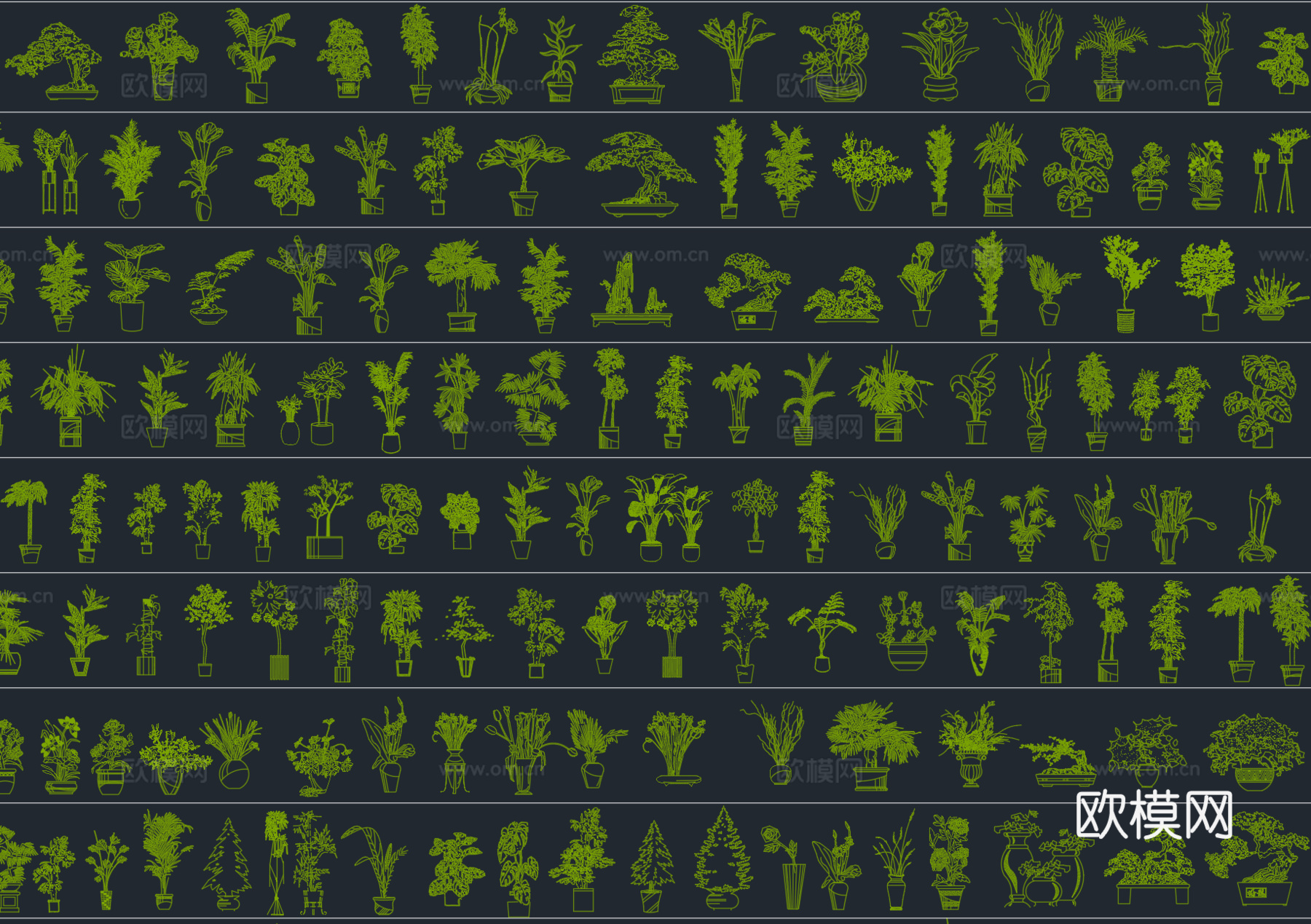 2026年最新盆栽植物立面绿植装饰摆件CAD图库cad施工图