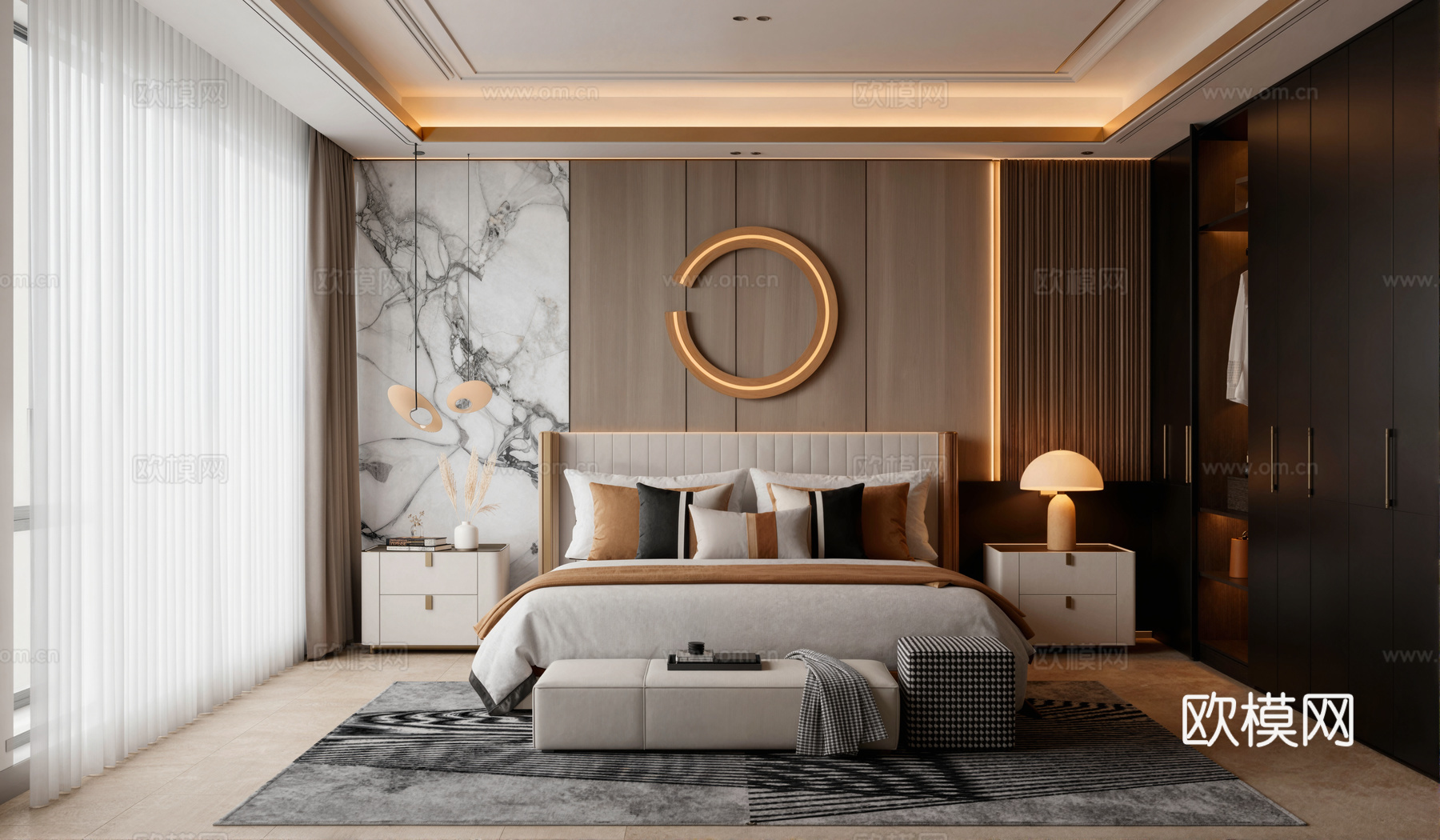 现代卧室su模型