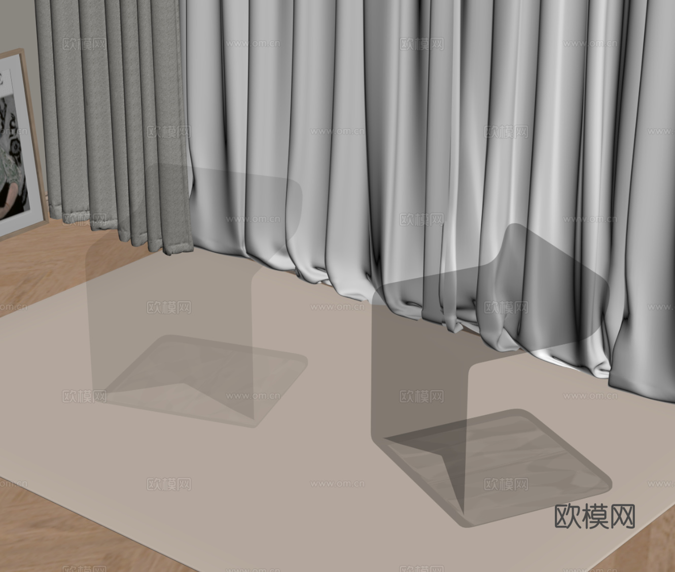 现代亚克力凳子su模型