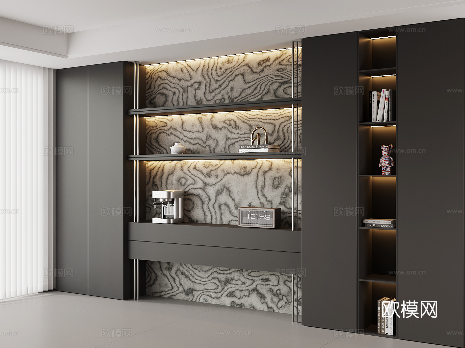 现代餐边柜 酒柜su模型