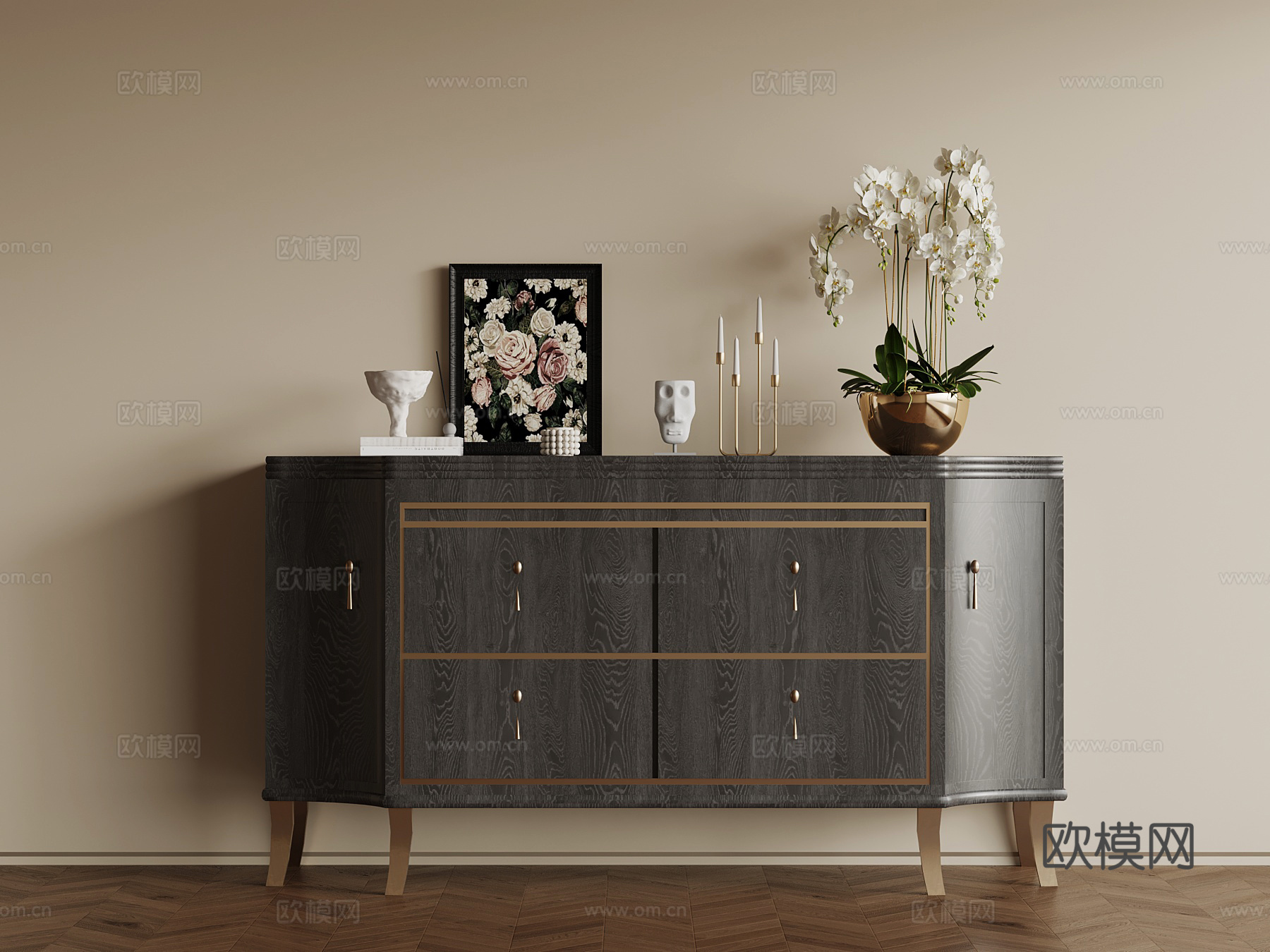 法式玄关柜 边柜su模型