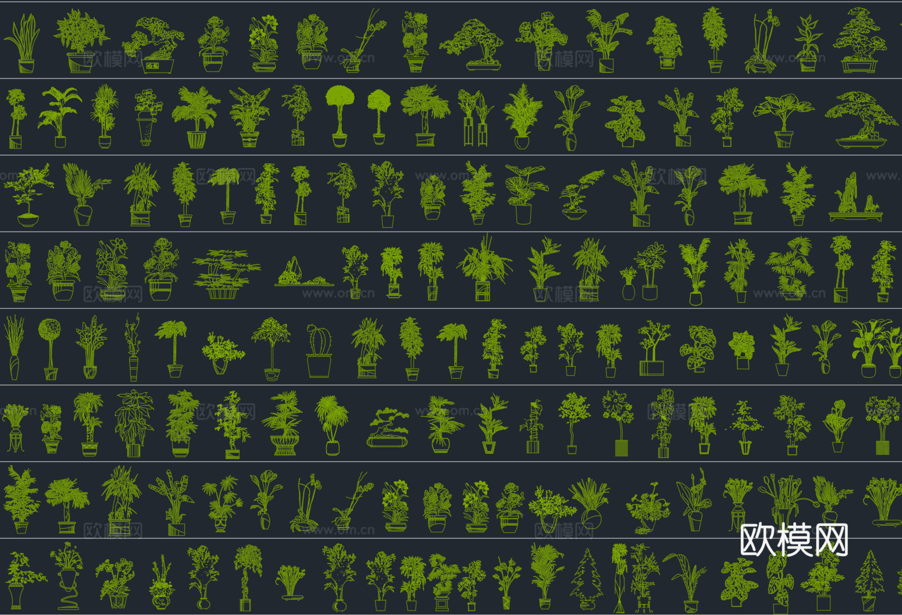 2026年最新盆栽植物立面绿植装饰摆件CAD图库cad施工图
