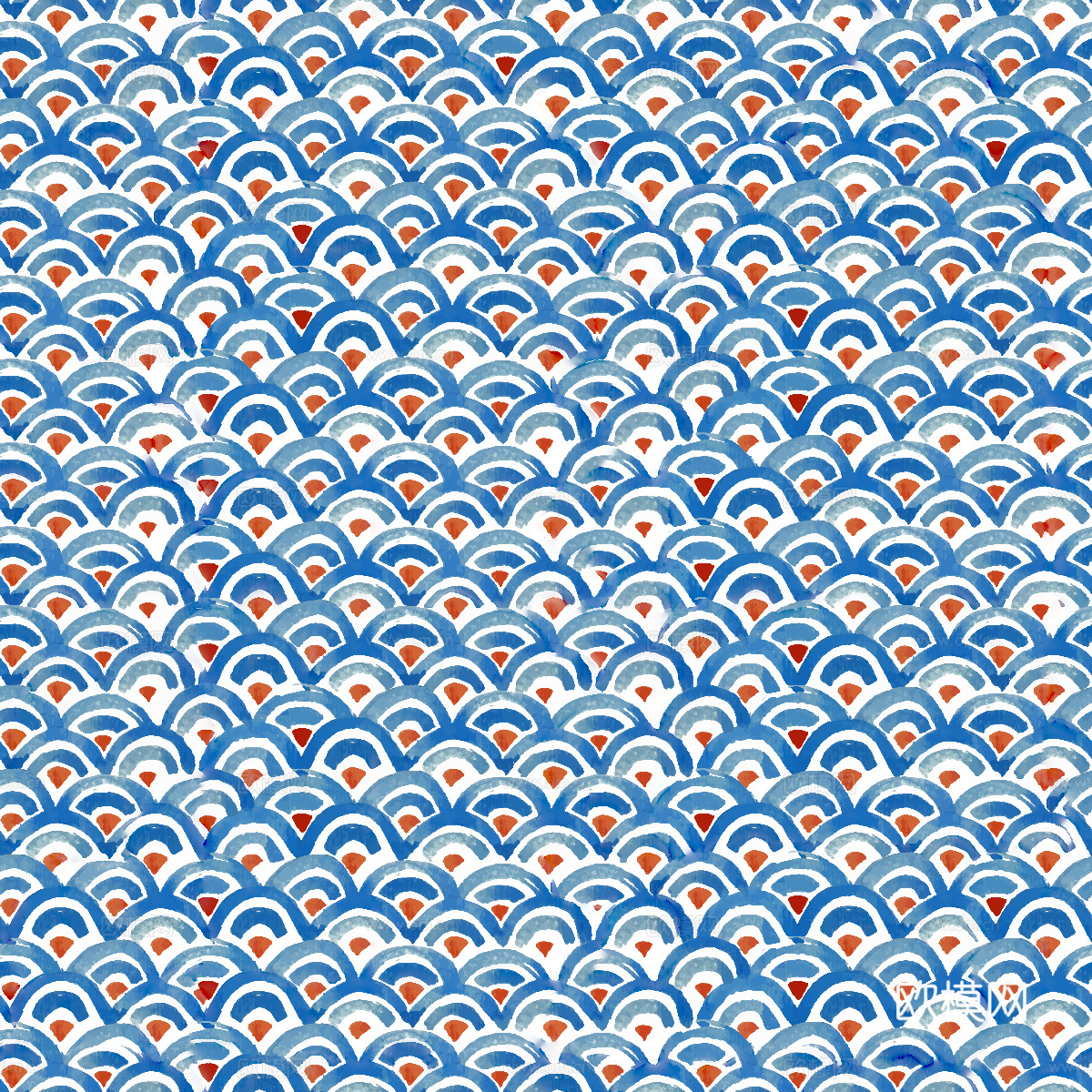 手绘蓝色水彩蜡染扎染印花布纹25