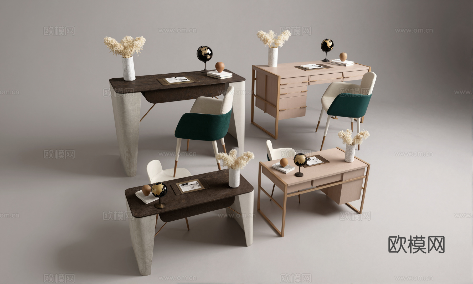 书桌椅组合susu模型