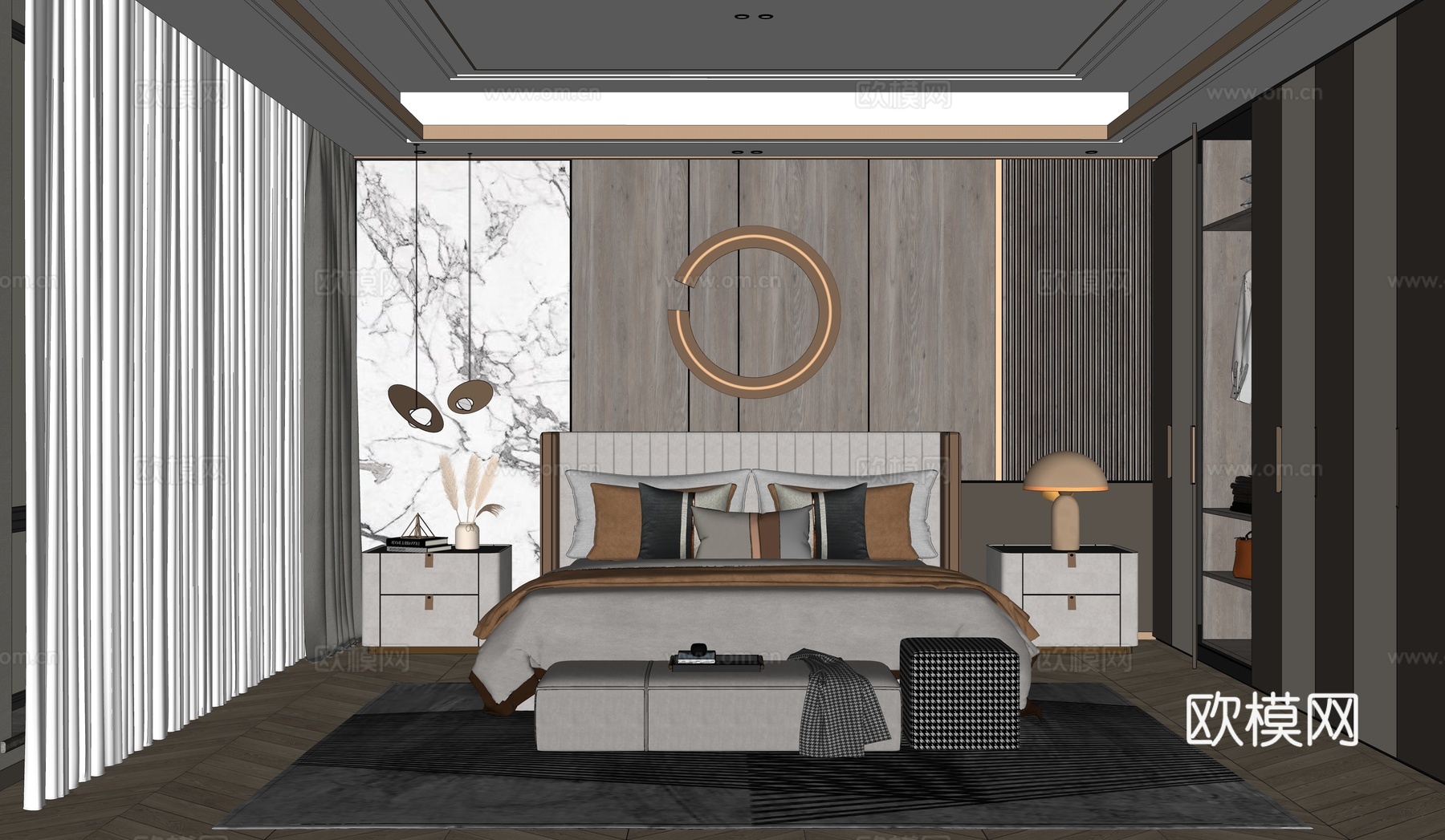 现代卧室su模型