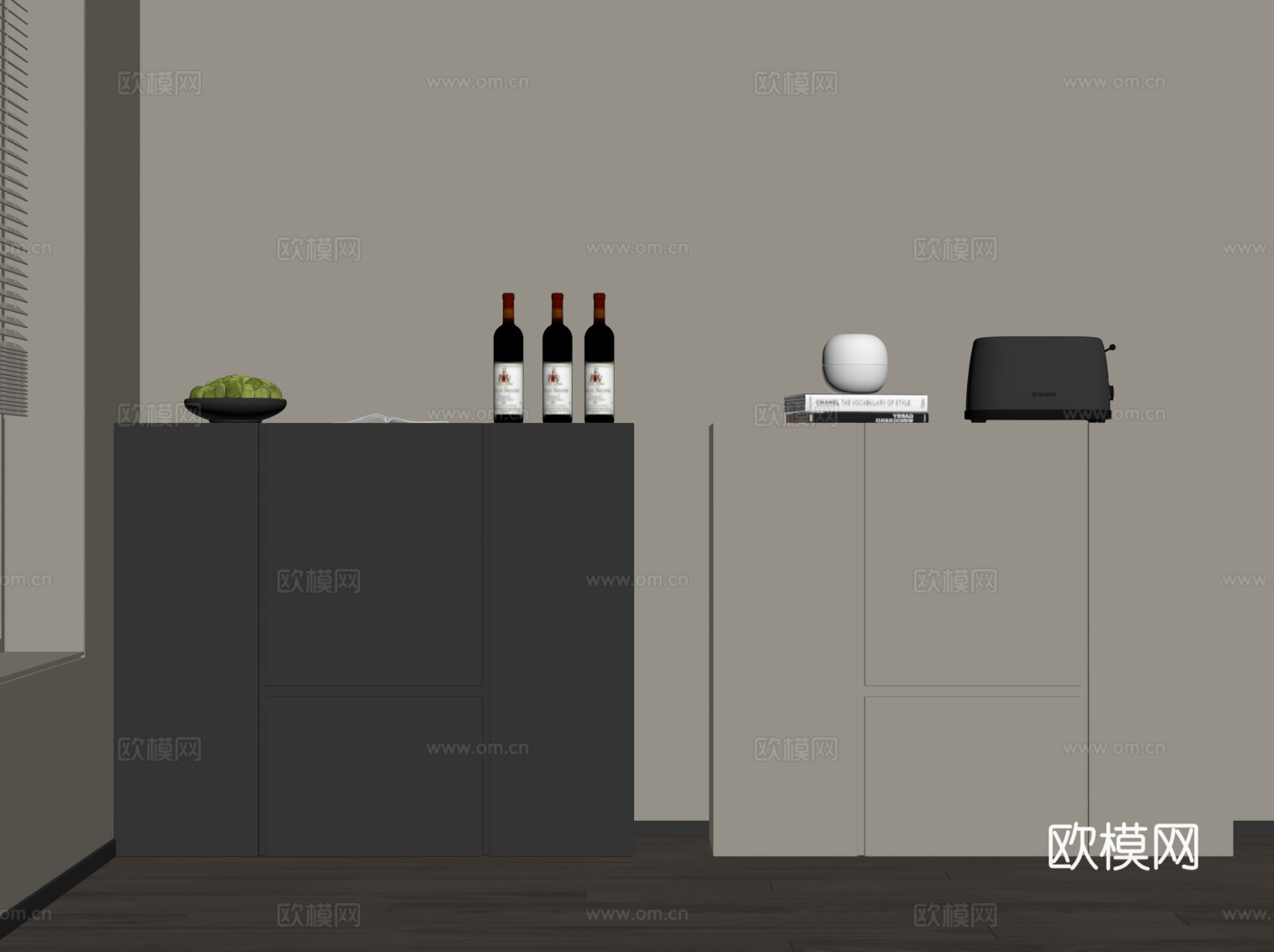 现代餐边柜 边柜su模型