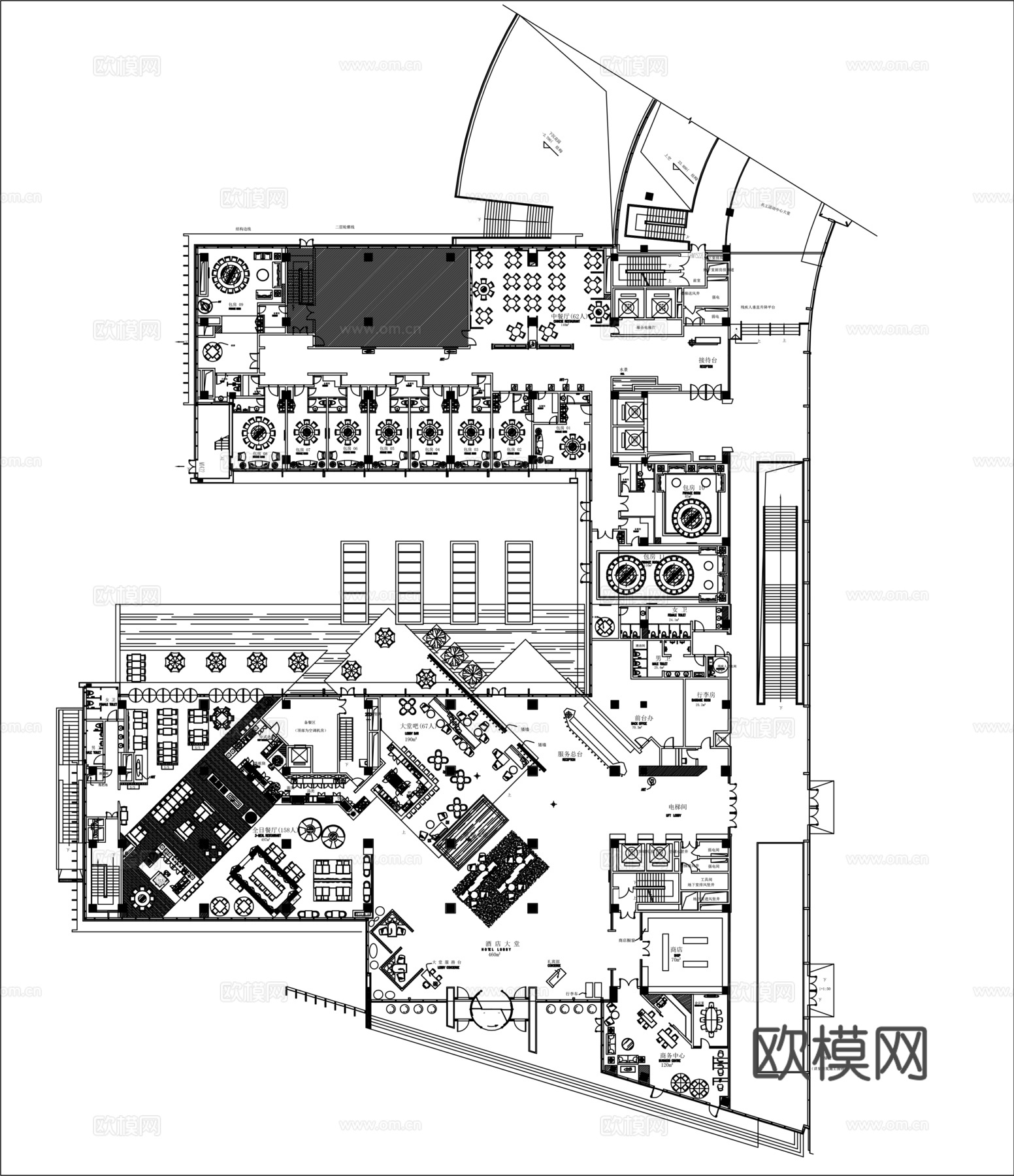 多套酒店大堂CADcad施工图