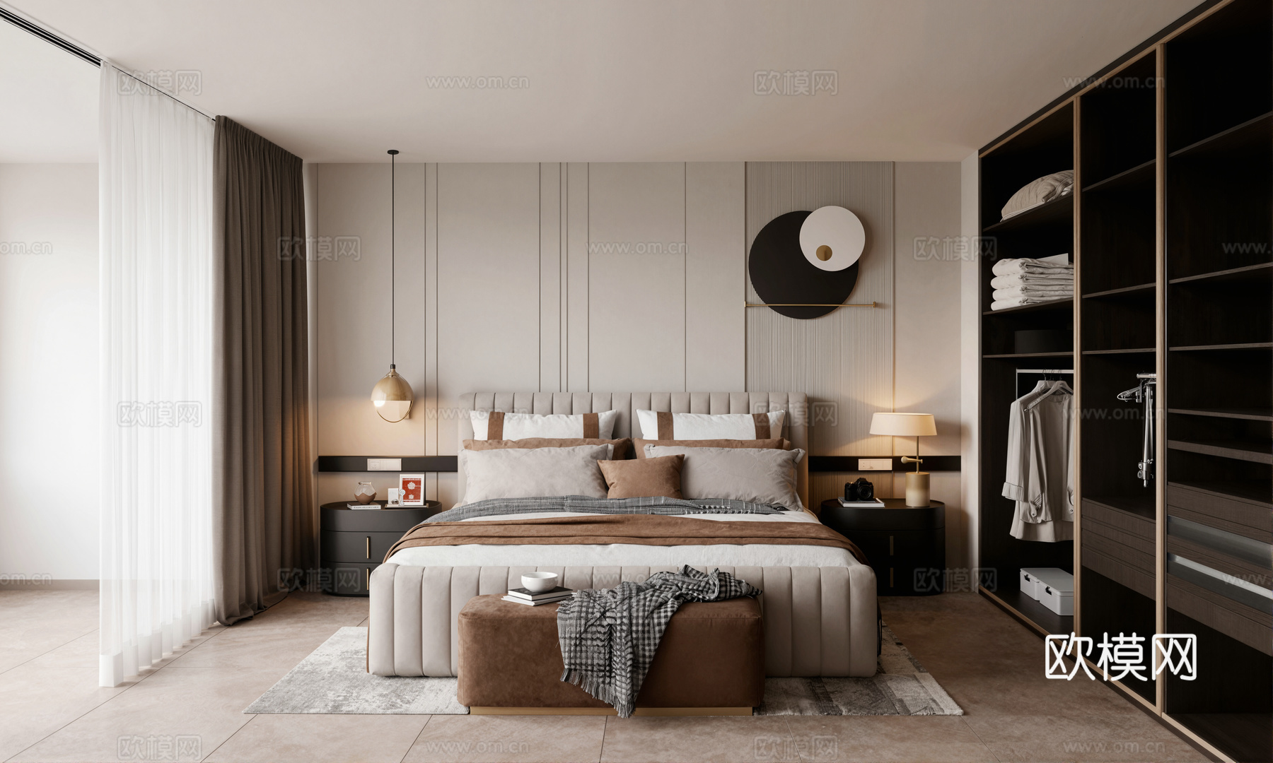 现代卧室su模型