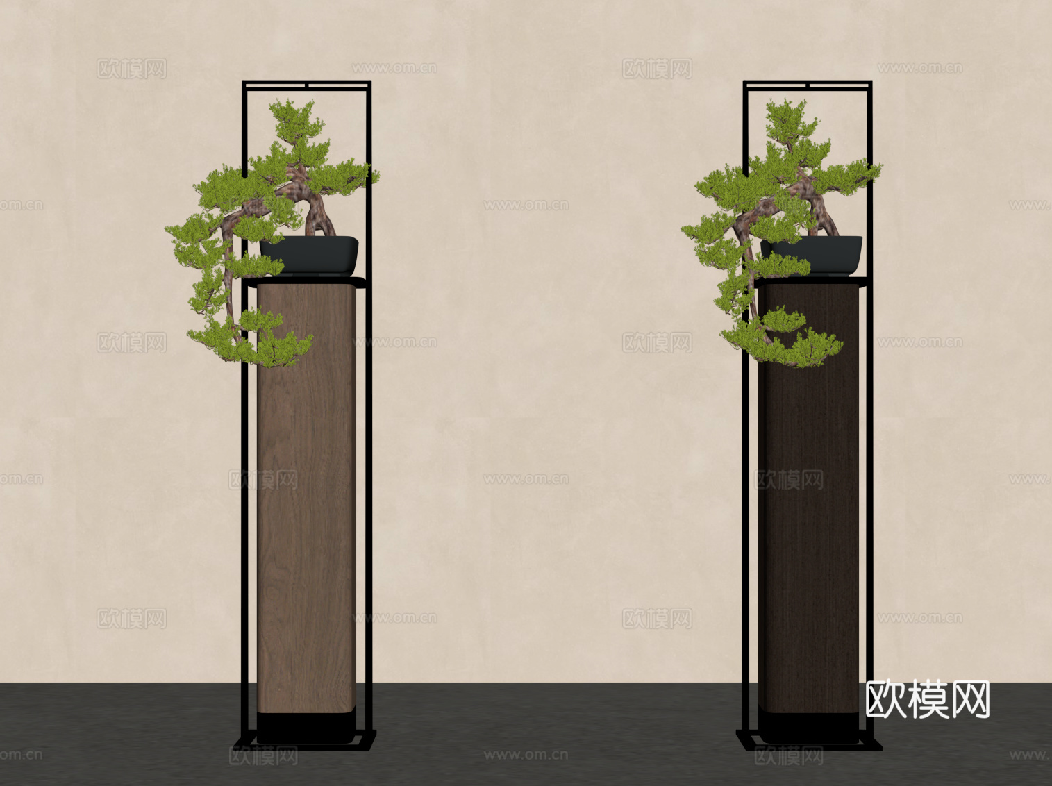 新中式花架 装饰架su模型