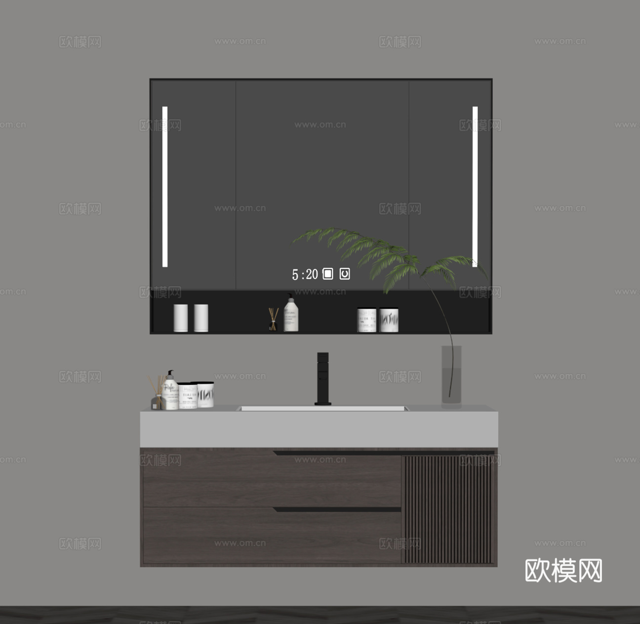 现代意式浴室柜 洗手台su模型