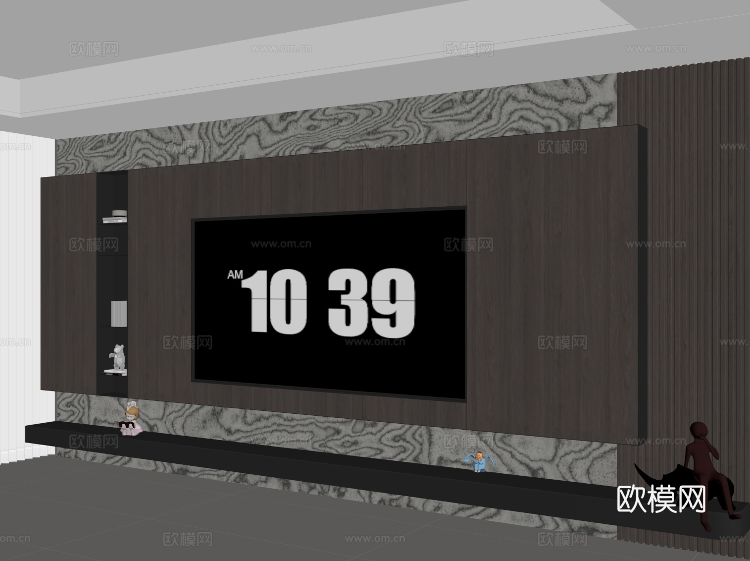 现代意式电视背景墙su模型