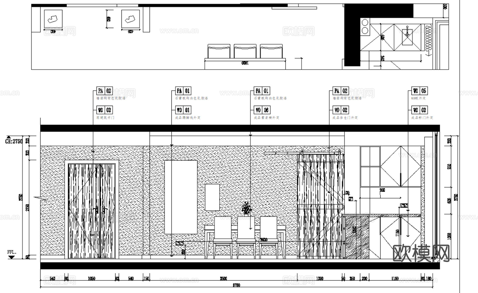 10套现代简约轻奢住宅大平层复式别墅CAD施工图附效果图cad施工图