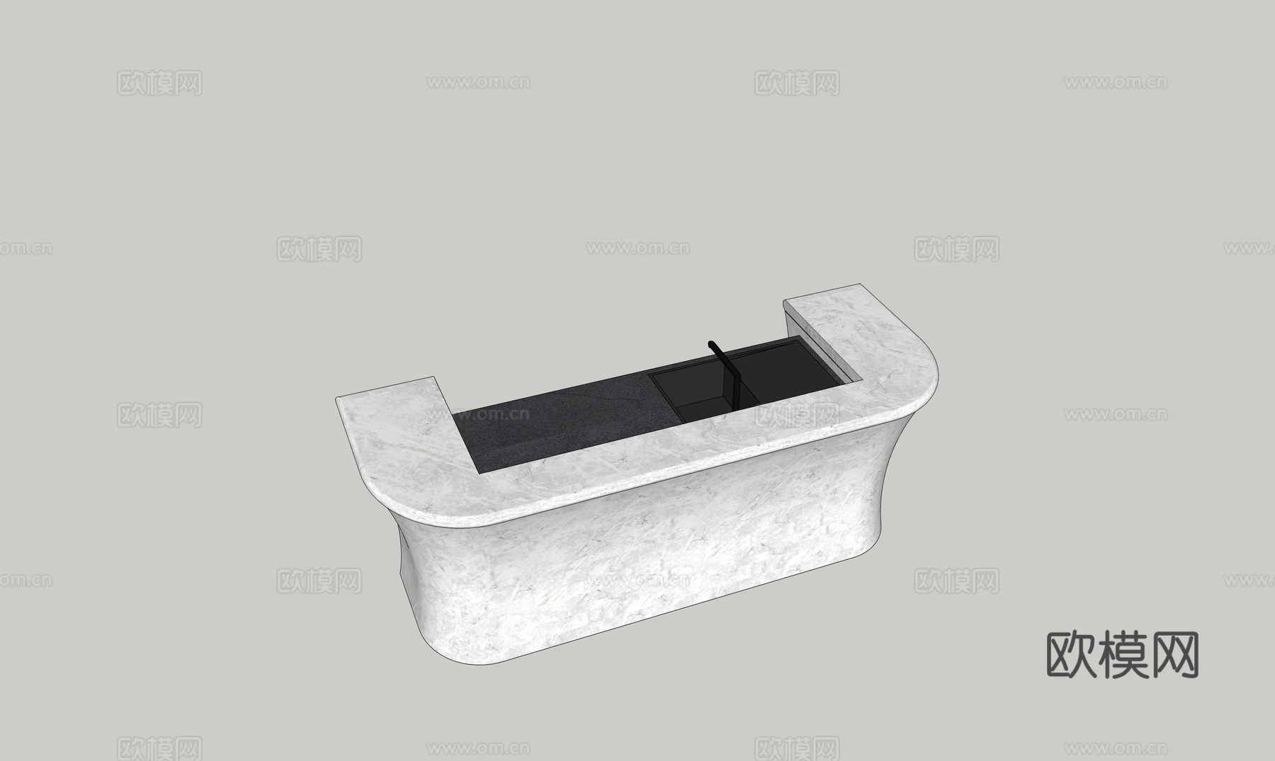 现代吧台su模型