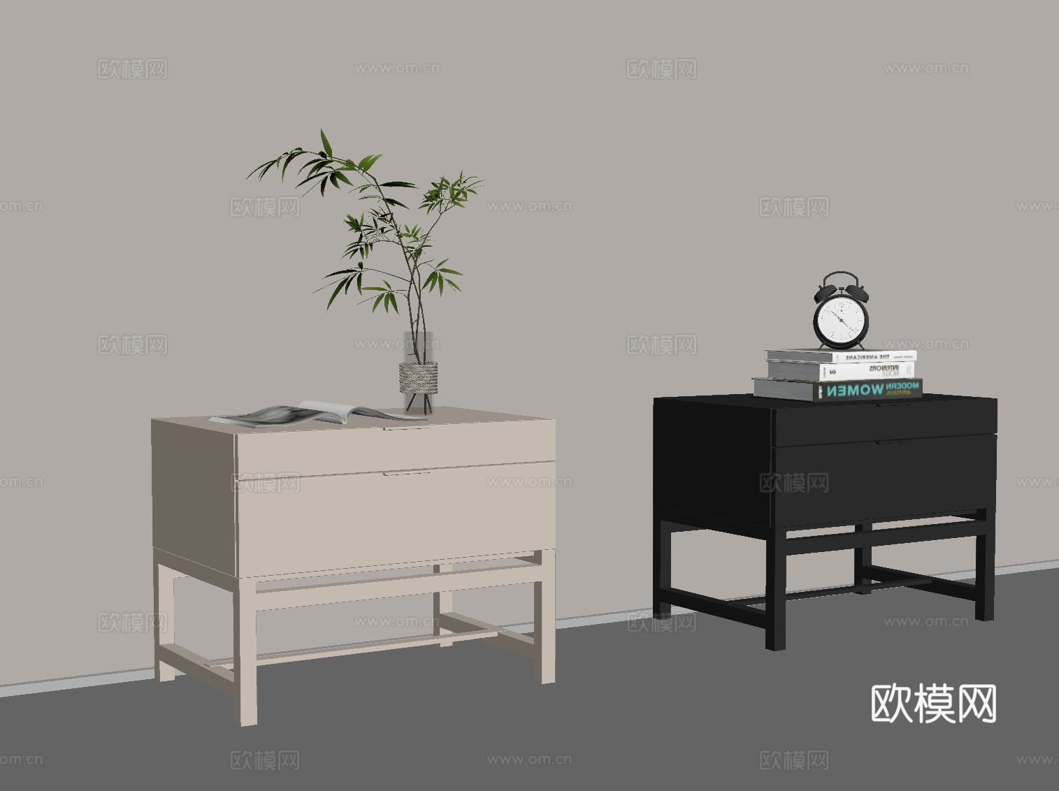 现代床头柜su模型