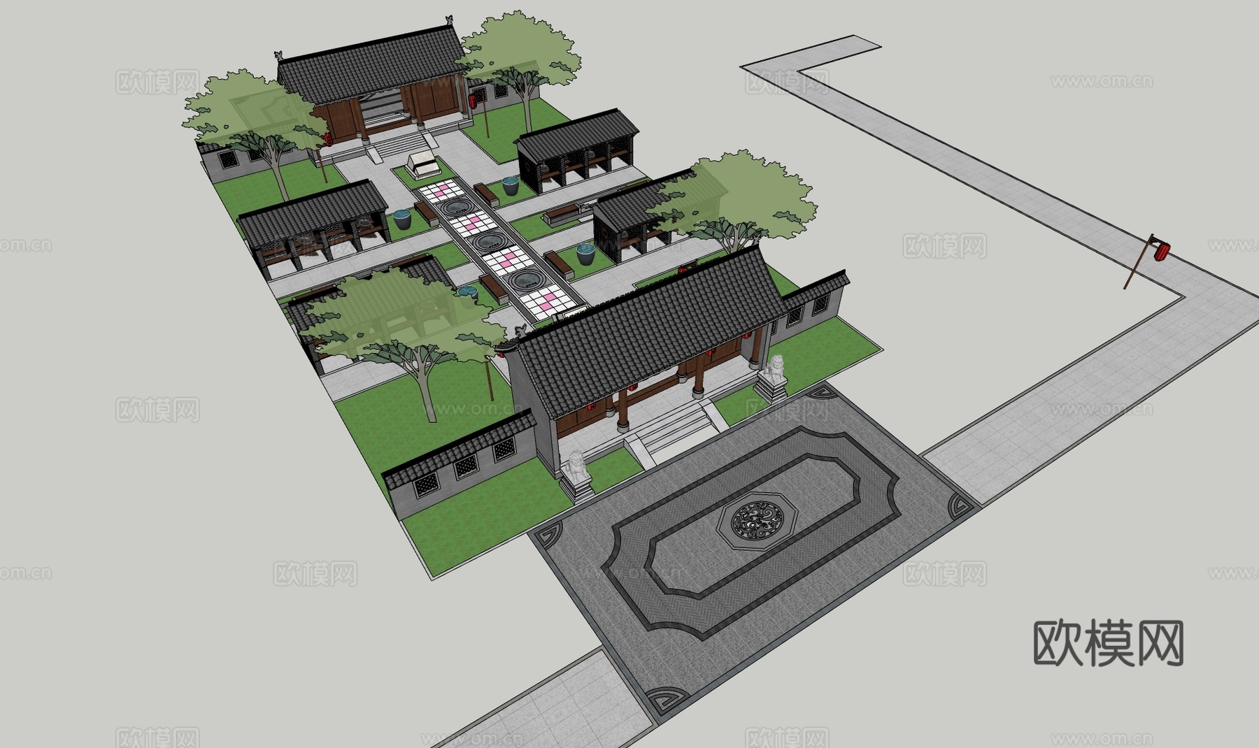 中式景观公园 贡院游园 历史文化馆 展览馆 科举 研学su模型