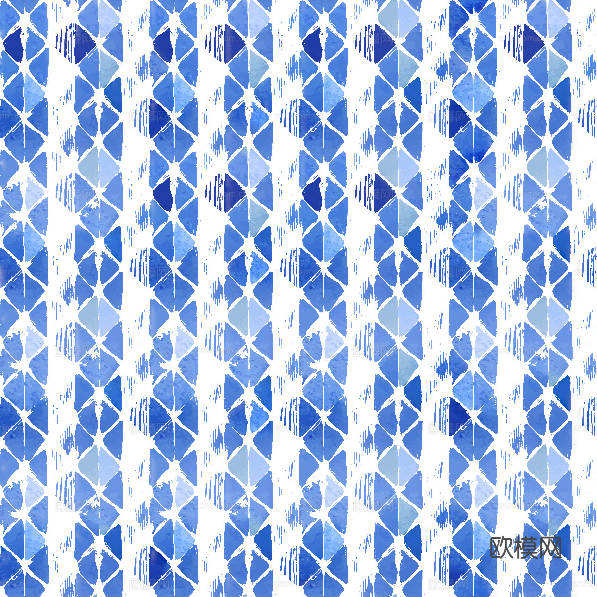 手绘蓝色水彩蜡染扎染印花布纹35下载