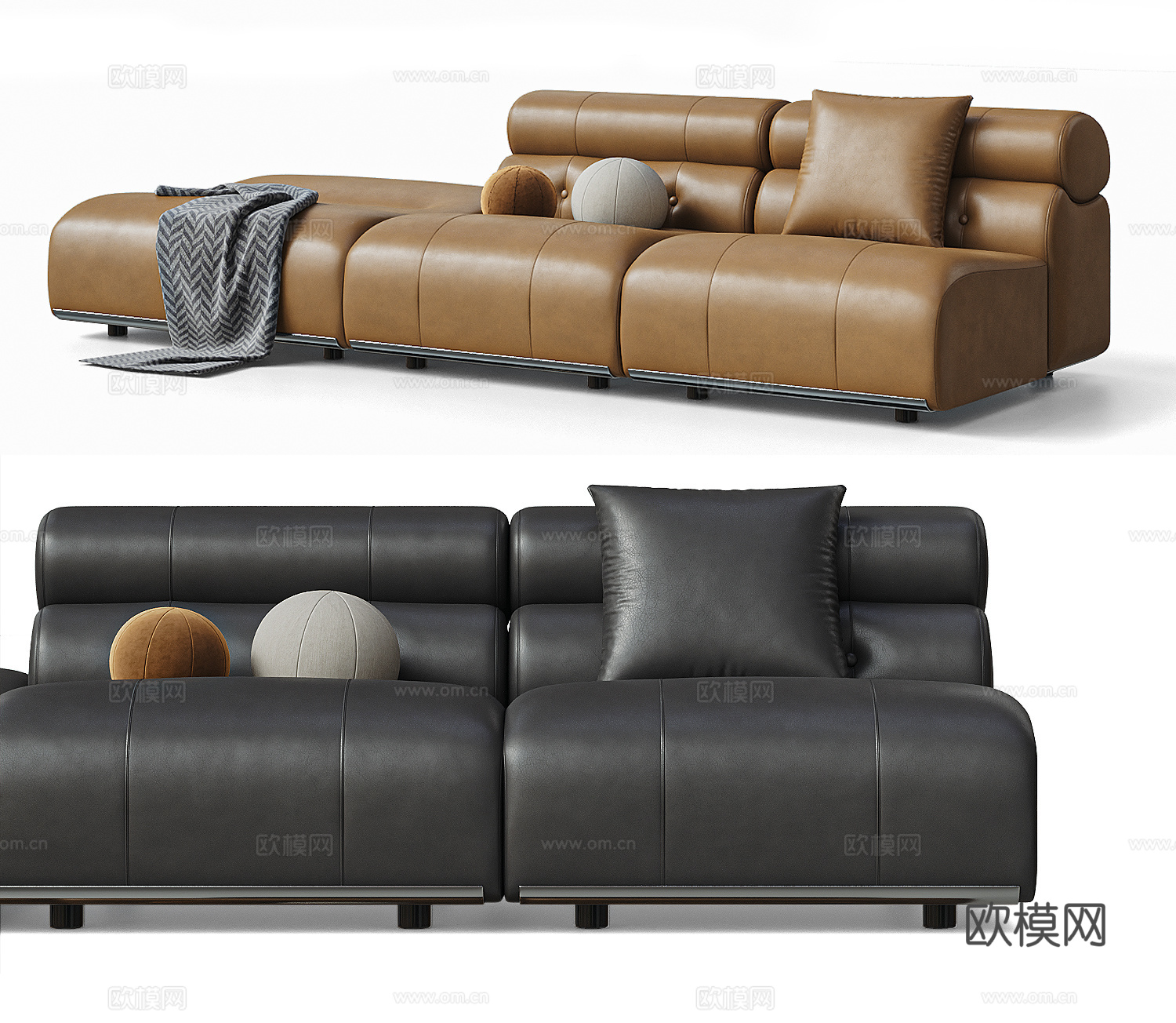 MINOTTI Coupe Module现代三人沙发 皮革su模型