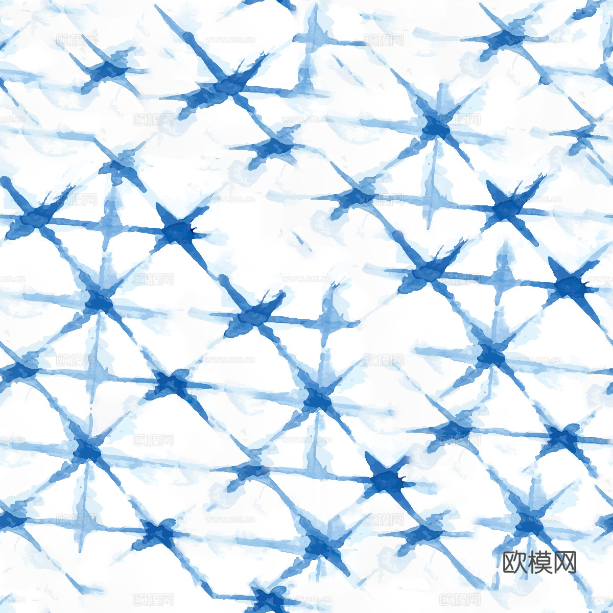 手绘蓝色水彩蜡染扎染印花布纹126