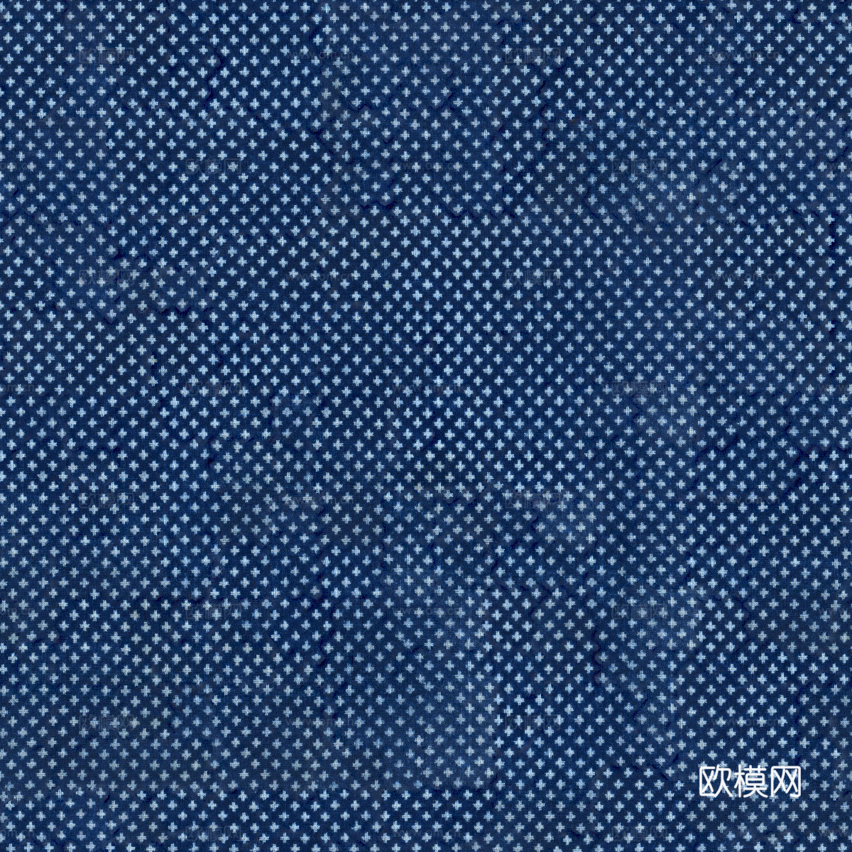 复古蓝印花传统蓝色印染印花布纹46