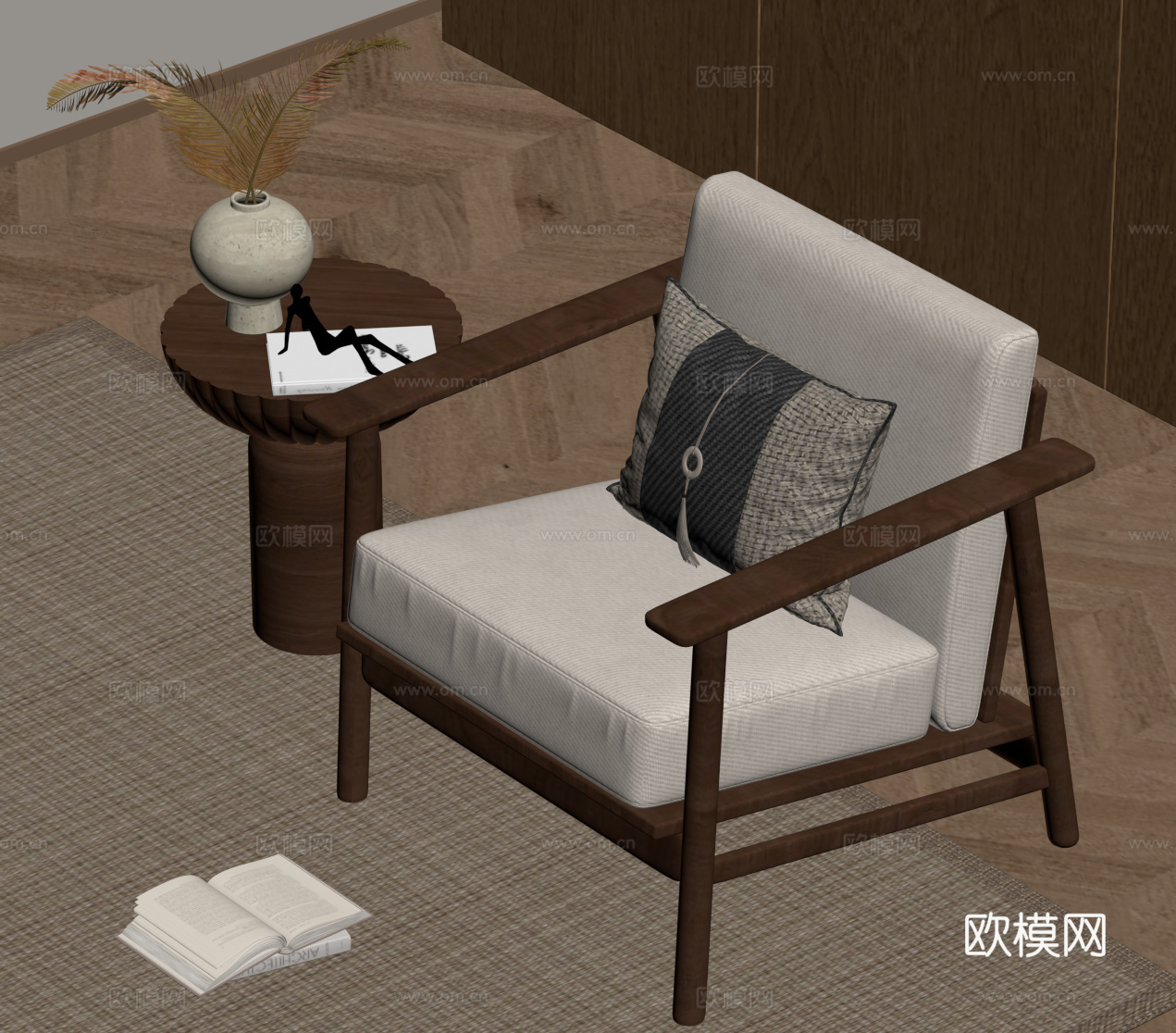 新中式休闲椅su模型