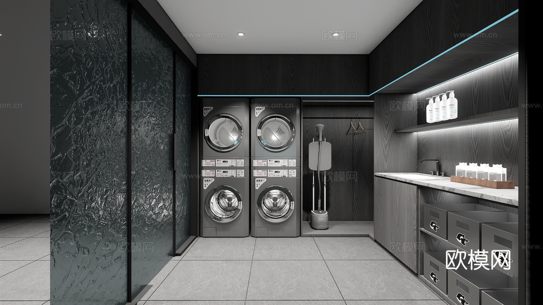 电竞酒店洗衣房设计洗衣房装修洗衣房布局洗衣间设计别墅洗衣房设su模型
