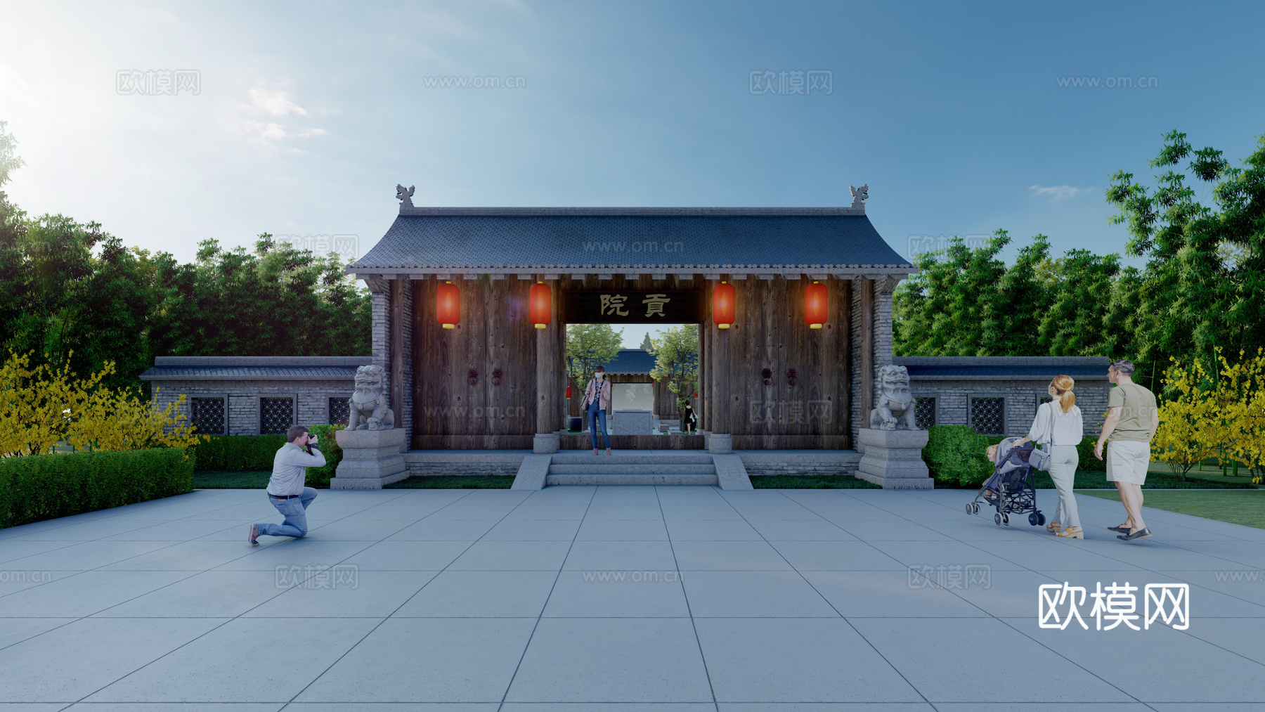 中式景观公园 贡院游园 历史文化馆 展览馆 科举 研学su模型