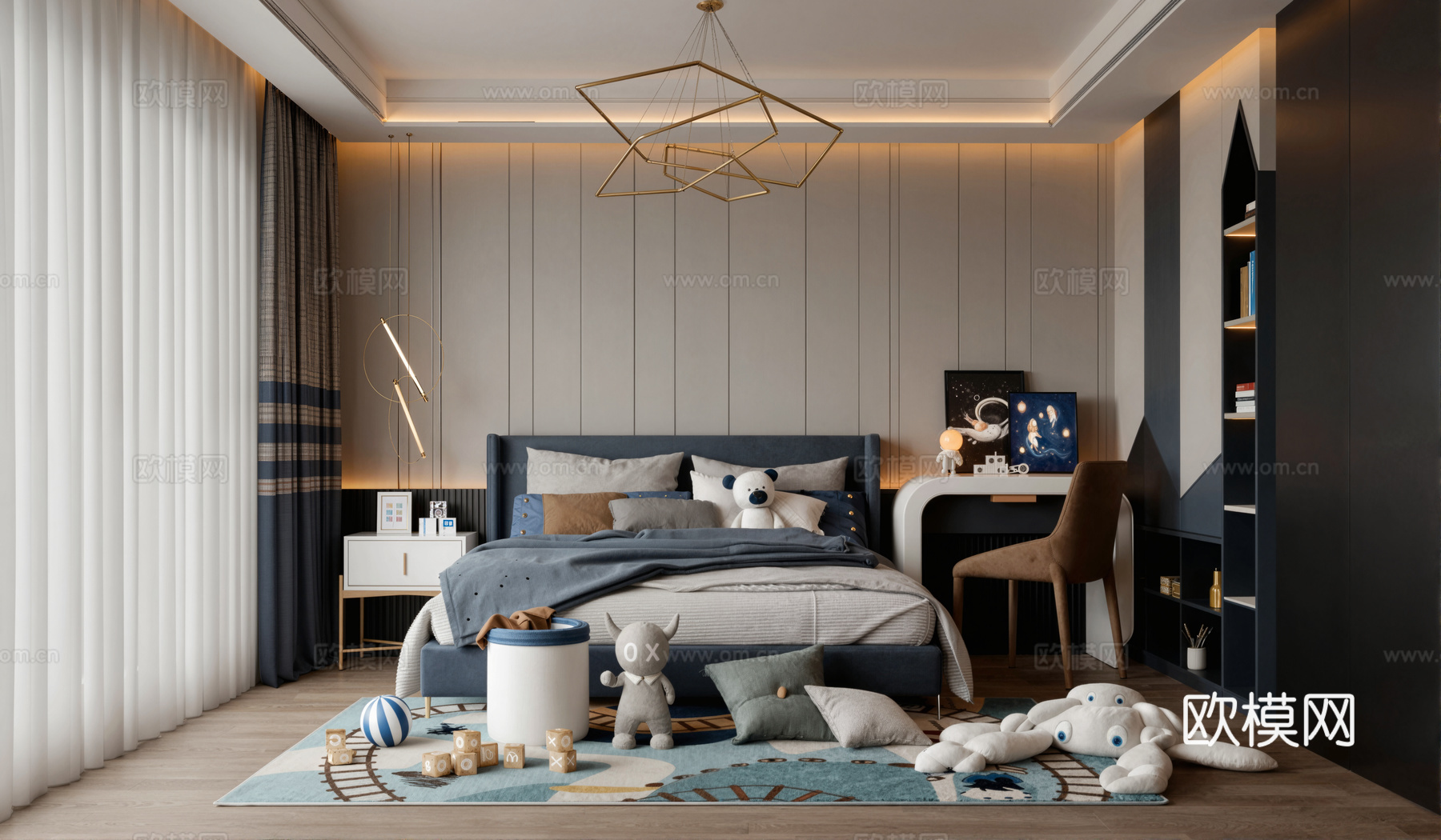 现代卧室su模型