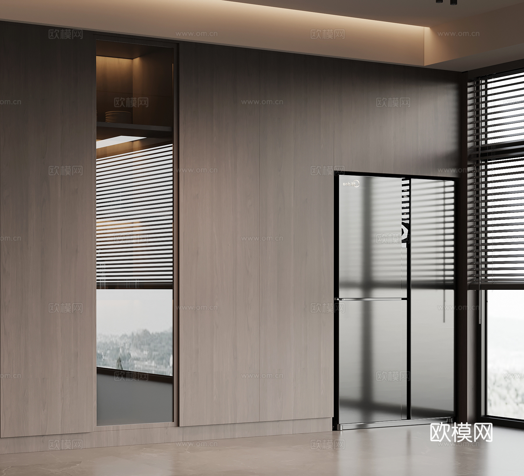 现代意式冰箱柜 餐边柜 酒柜su模型