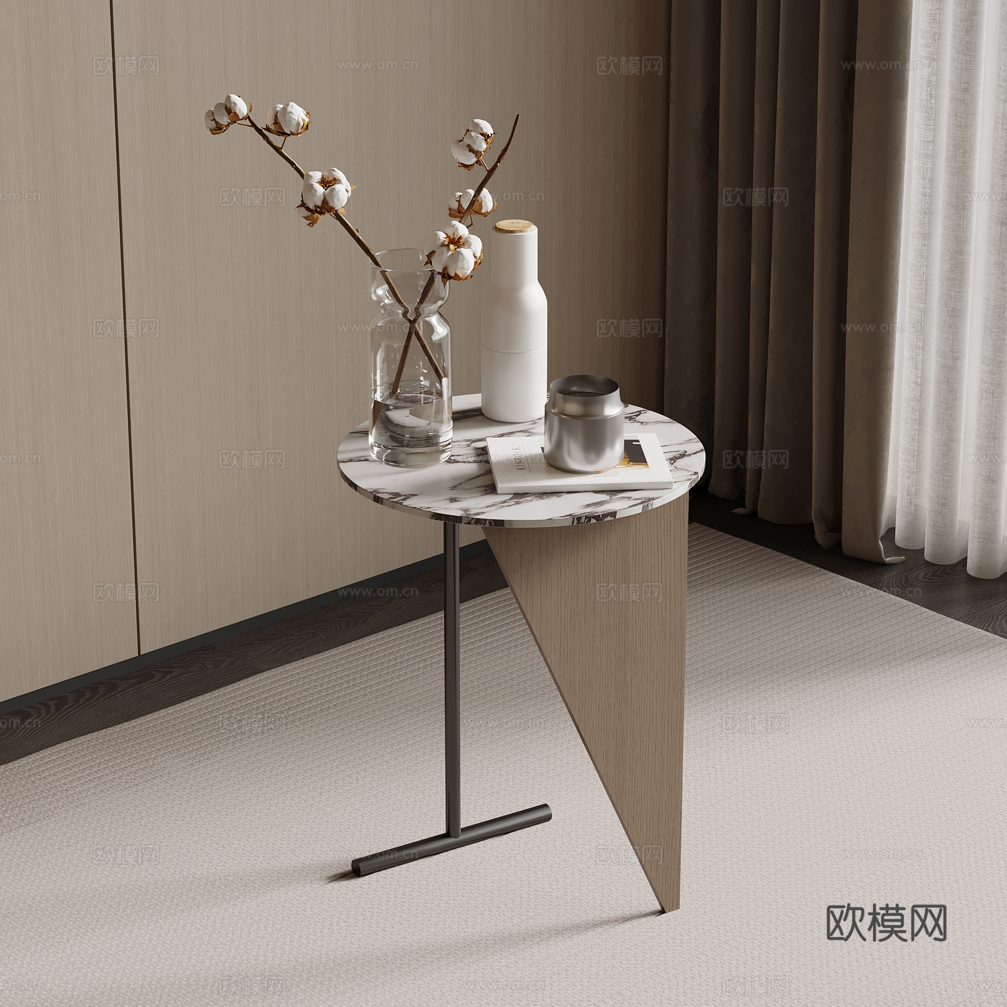 现代意式边几 角几圆几su模型