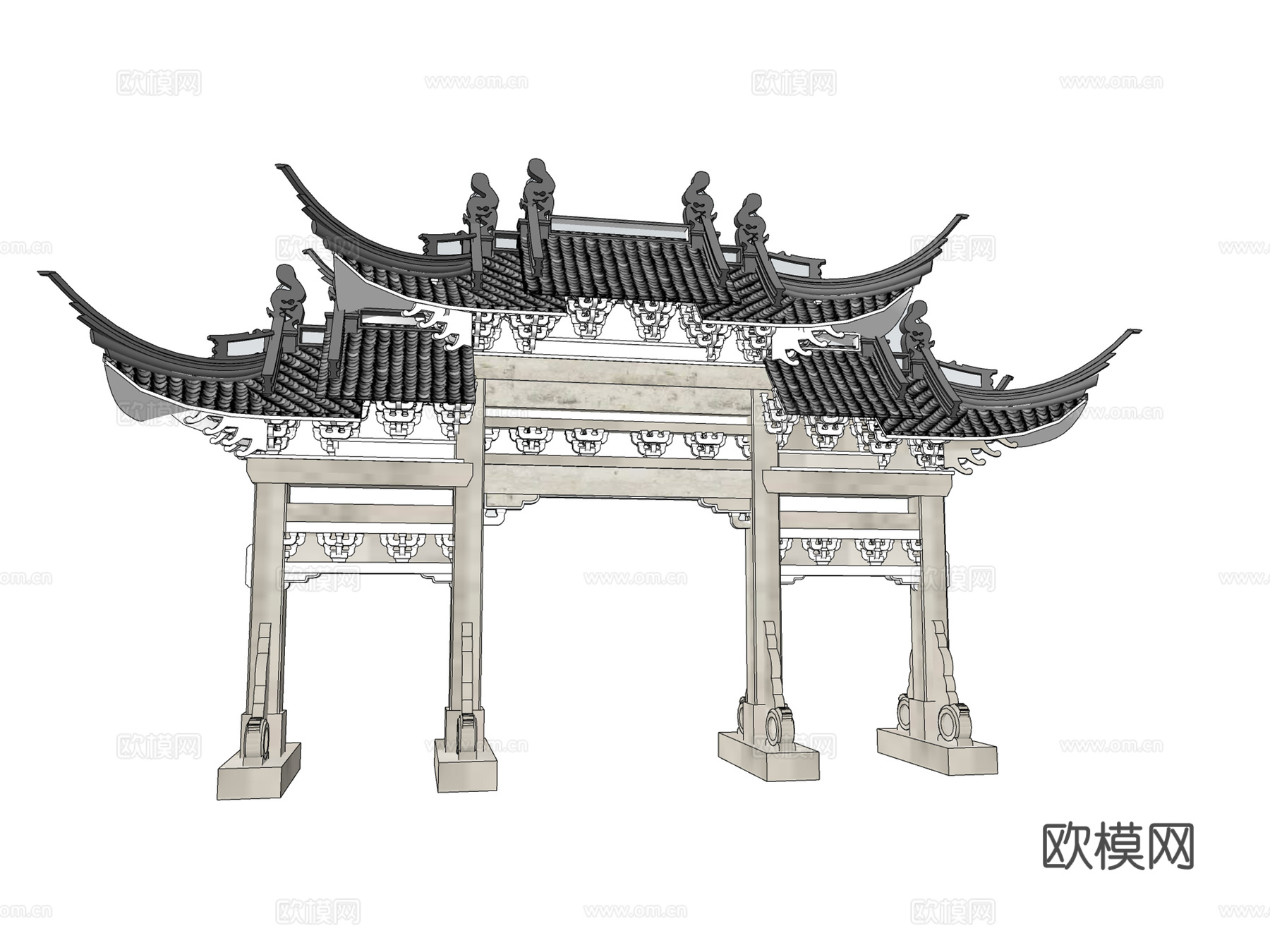 门楼、大牌坊su模型