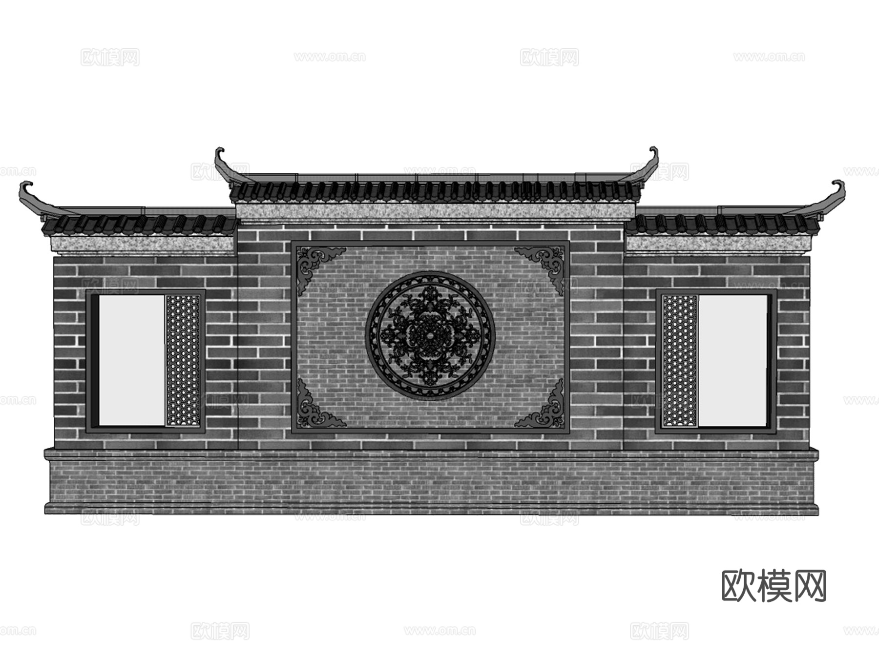 古建照壁、影墙su模型