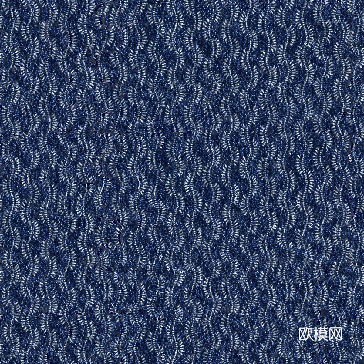 复古蓝印花传统蓝色印染印花布纹37