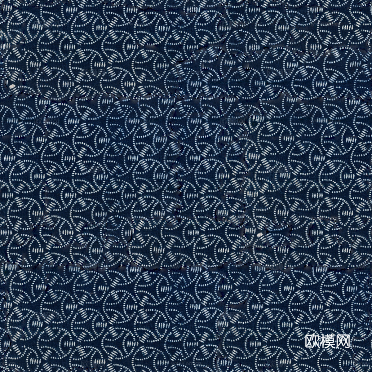 复古蓝印花传统蓝色印染印花布纹51