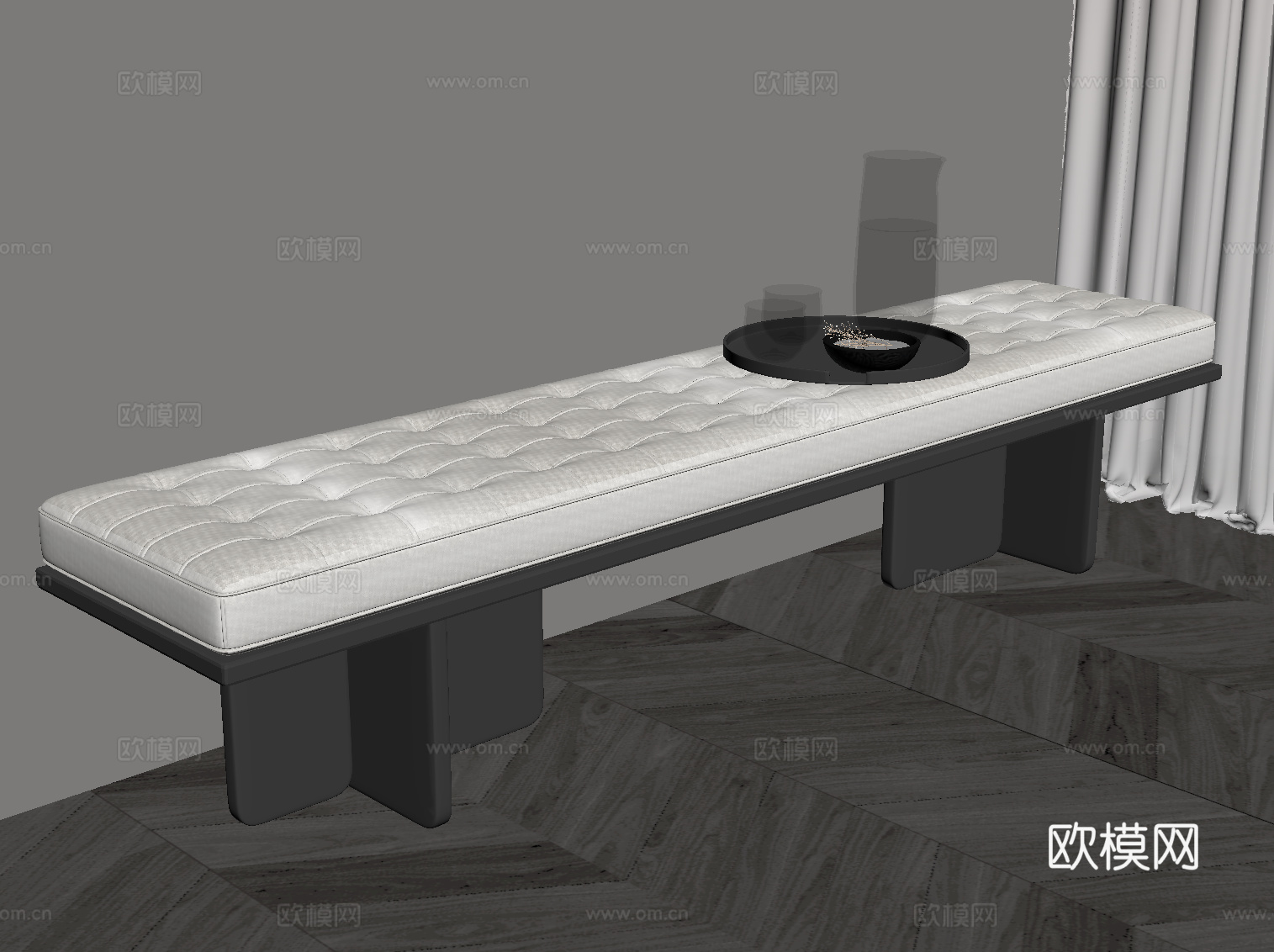现代换鞋凳 床尾凳su模型下载（渲染图2）